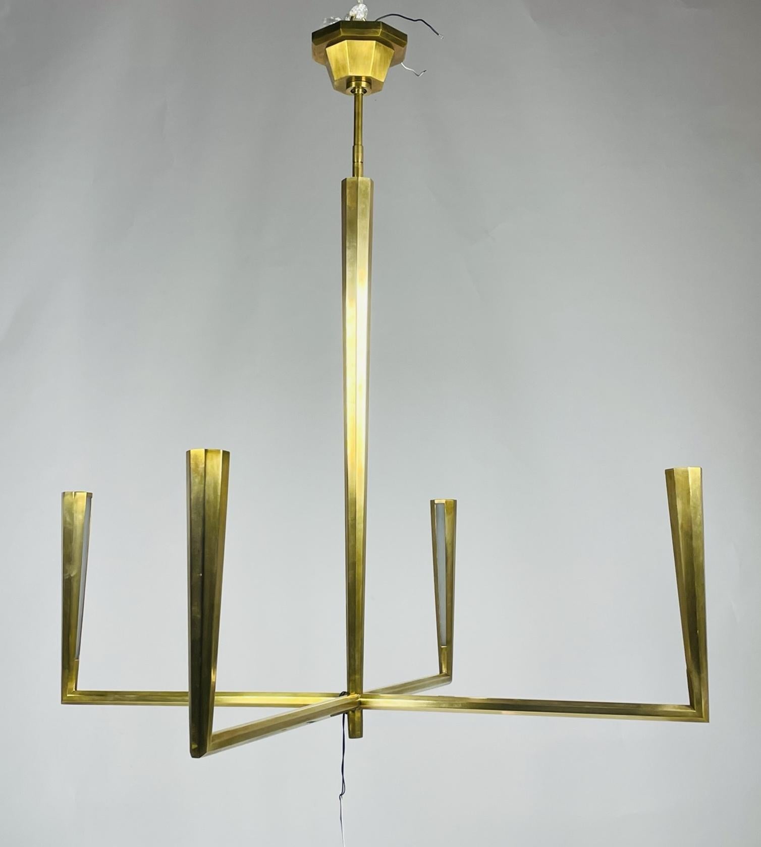 Unknown Galahad Brass Chandelier by Thomas O'Brian