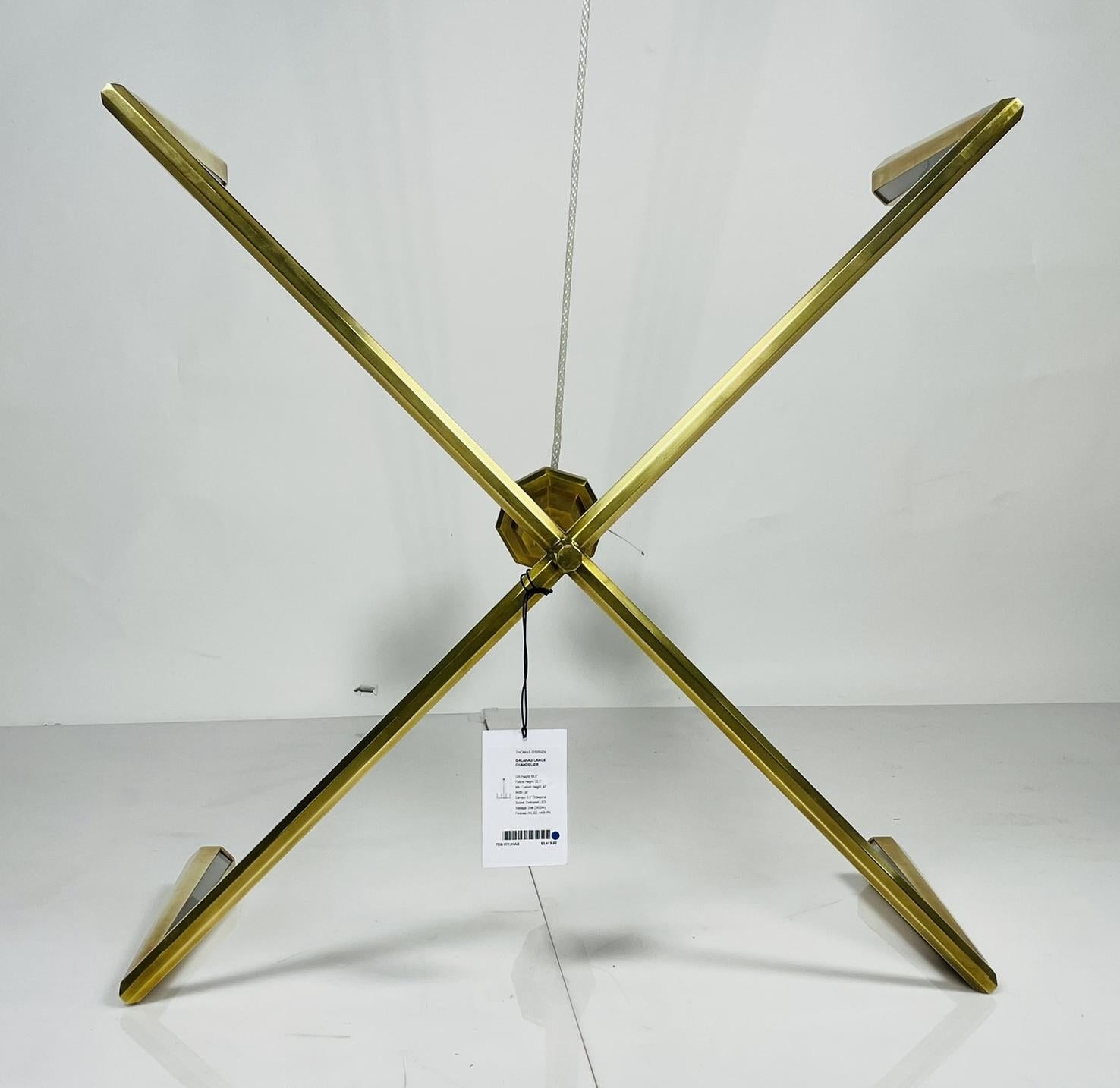 Contemporary Galahad Brass Chandelier by Thomas O'Brian