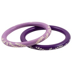 Galalith Bracelet Bangle Lavender and Purple set 2