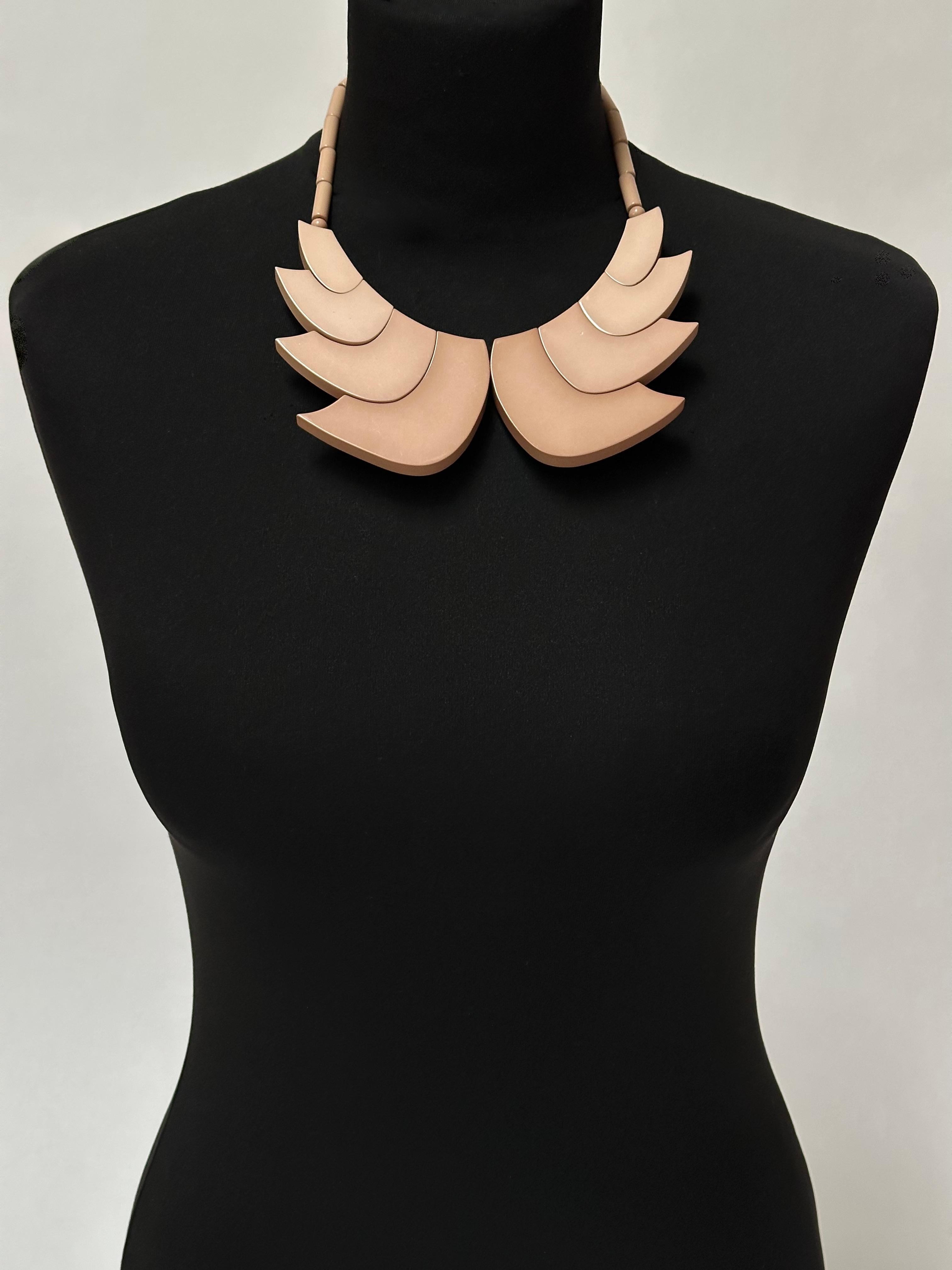 Egyptian Revival Galalith Collar Necklace, Guillemette L'Hoir, Paris c. 1970 For Sale