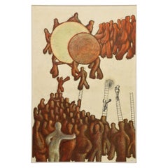 GALAND Claude Huile Sur Panneau "Surréaliste" Signée Galand, 1972