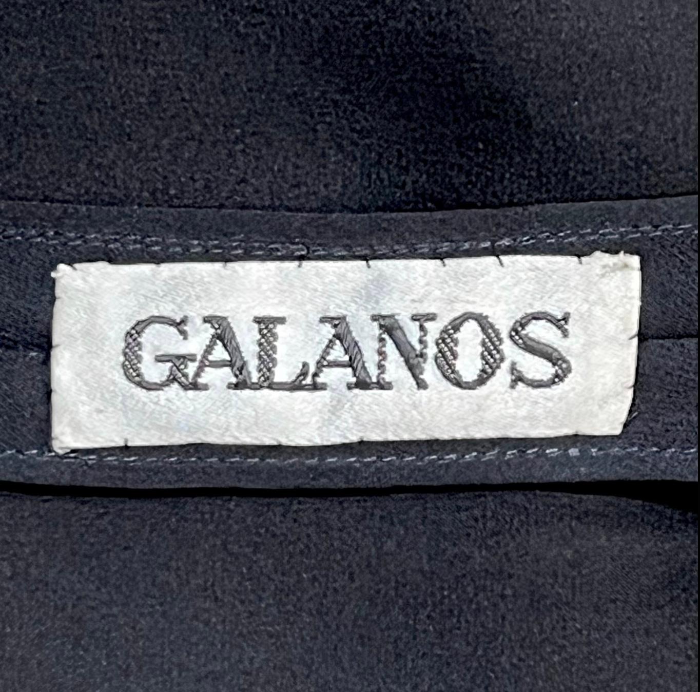 GALANOS - Robe en dentelle guipure noire à volants, années 1980 en vente 2