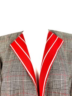 Galanos Amen Wardy Grey and Red Check Plaid Jacket