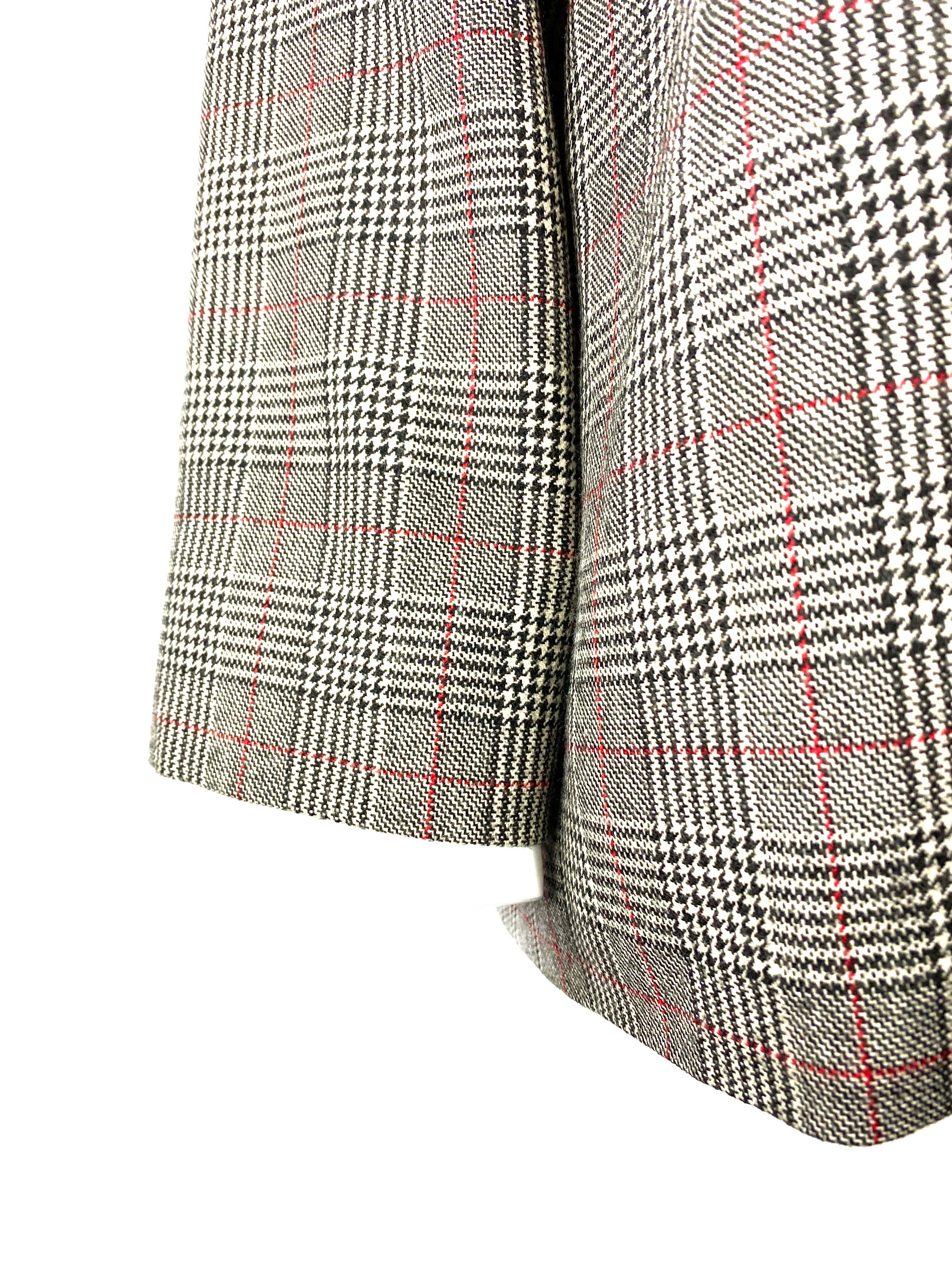 Women's or Men's Galanos Amen Wardy Grey and Red Check Plaid Jacket  For Sale