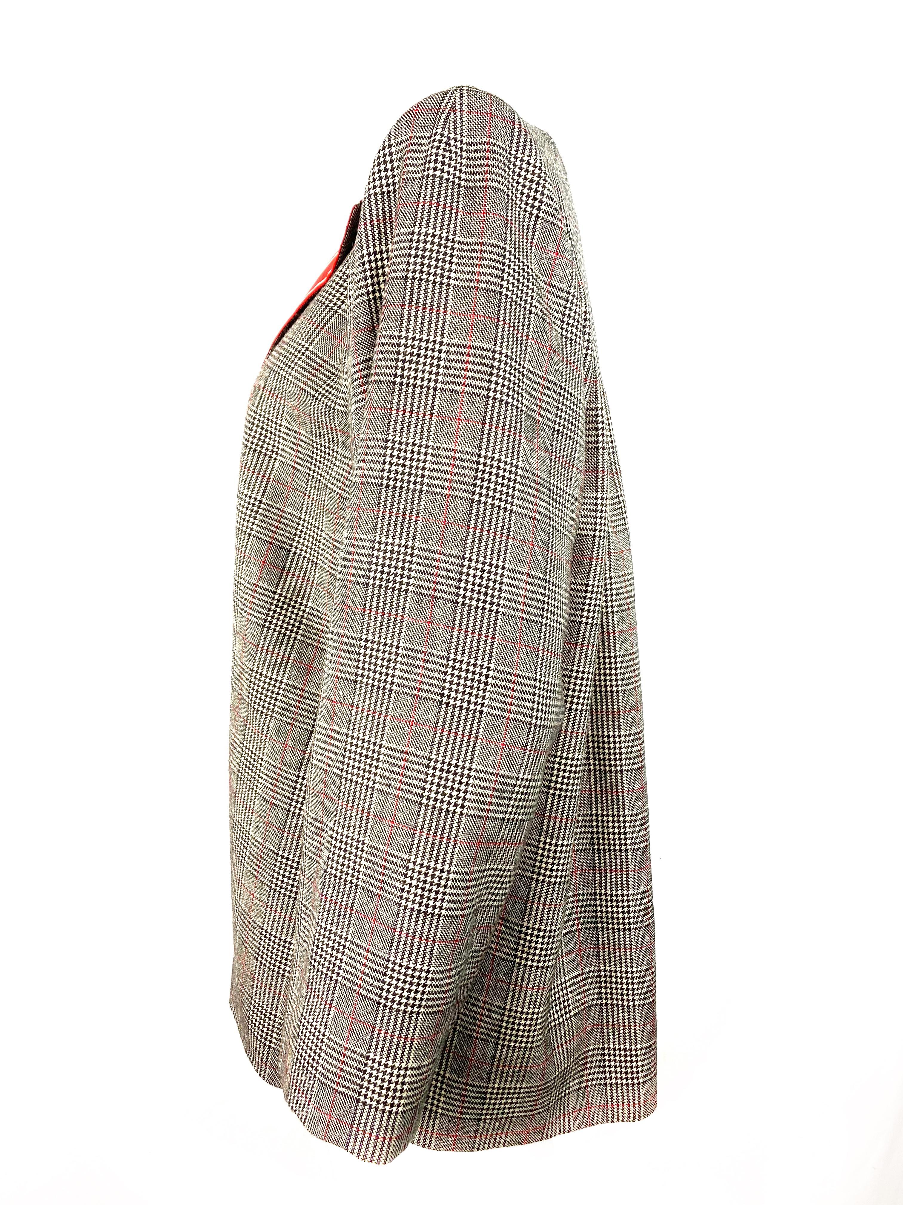 Galanos Amen Wardy Grey and Red Check Plaid Jacket  For Sale 1