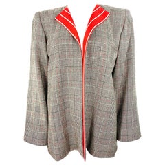 Galanos Amen Wardy Grey and Red Check Plaid Jacket 