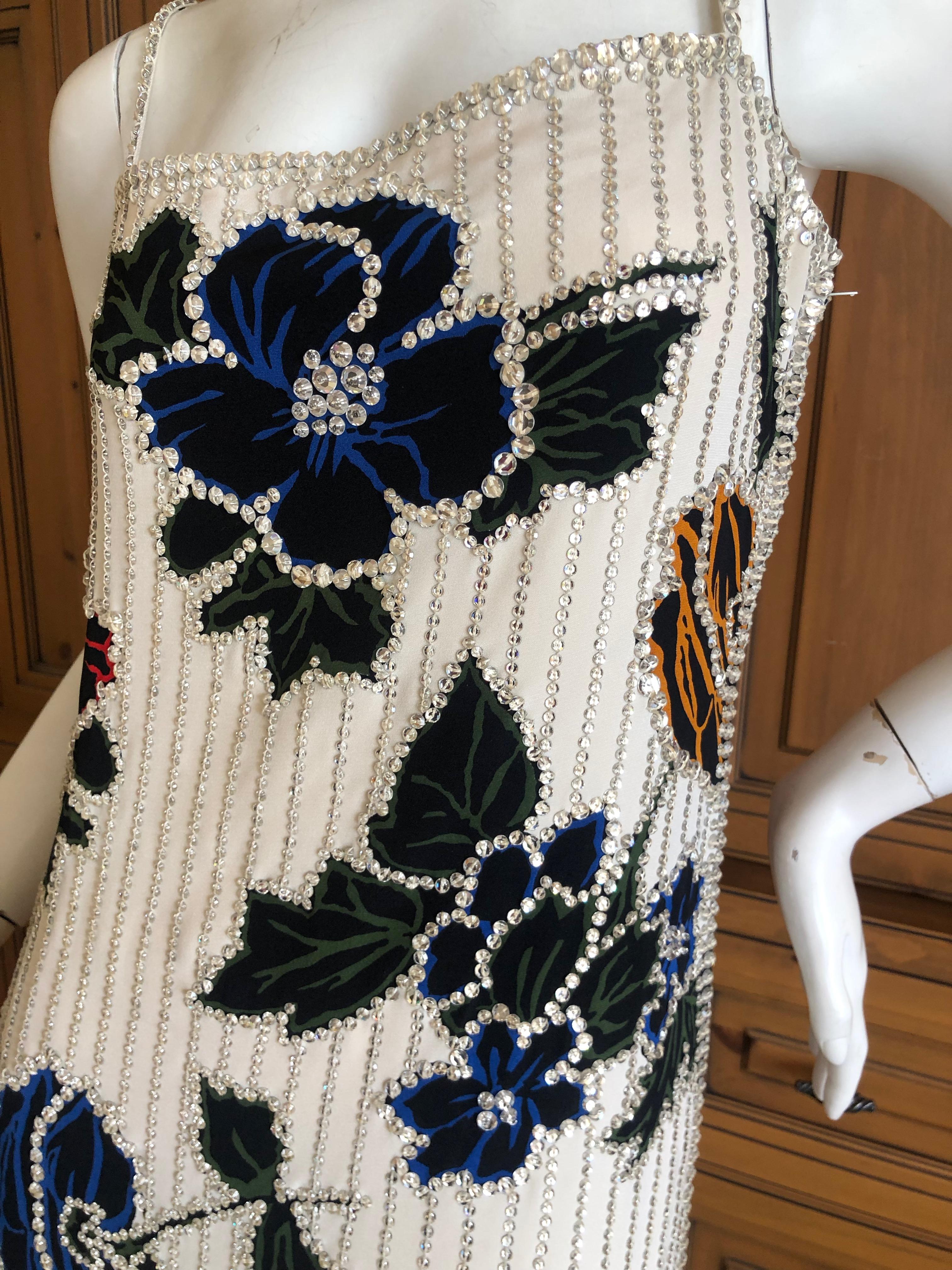 Galanos Applique Silk Floral Dress and Shawl with Swarovski Crystal Details In Excellent Condition For Sale In Cloverdale, CA
