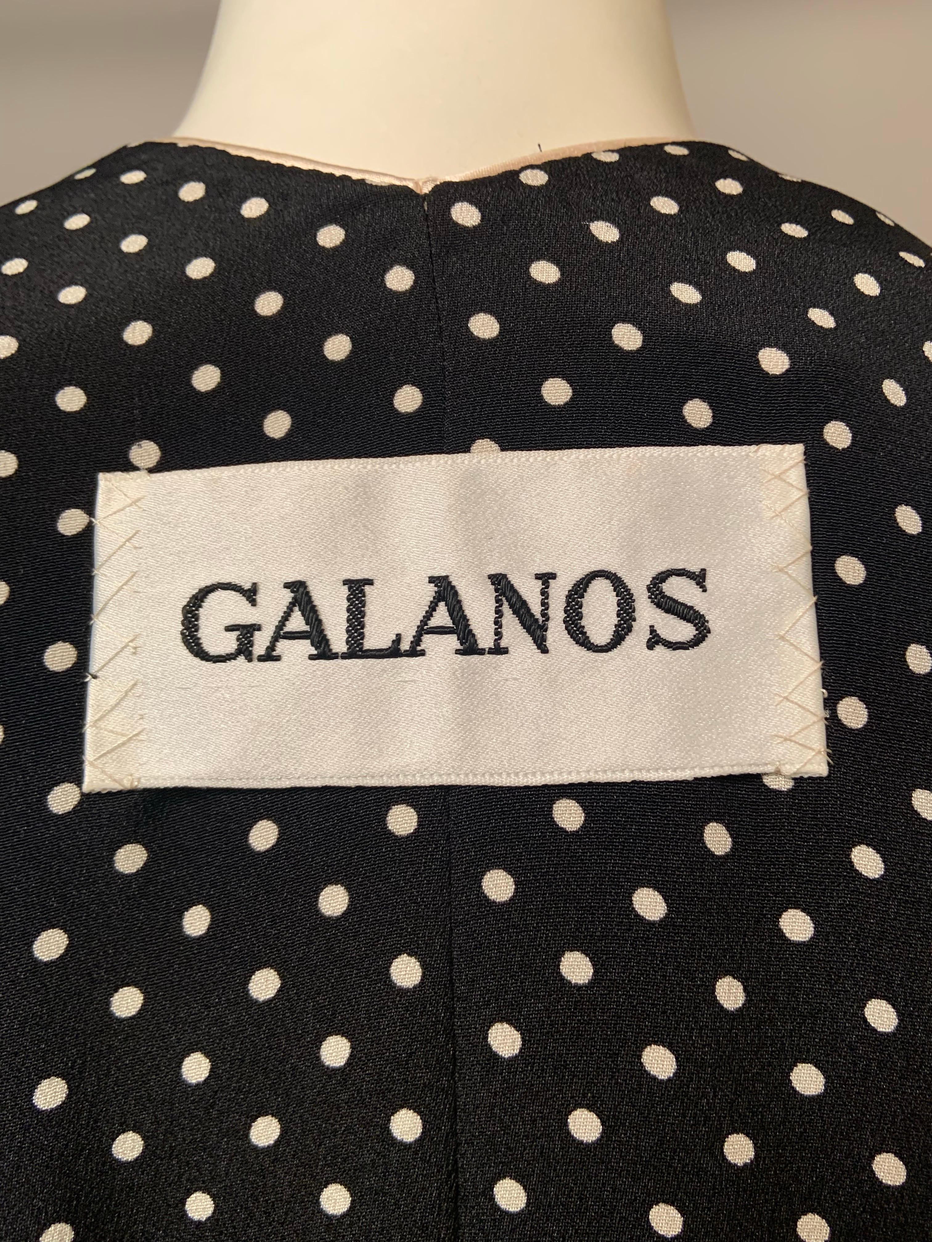 Galanos Jacke aus schwarzer und weißer Seide mit Tulpen und Polka Dots im Angebot 3