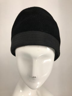 Galanos Black Fur Felt Shaped Turban Hat 1960s
