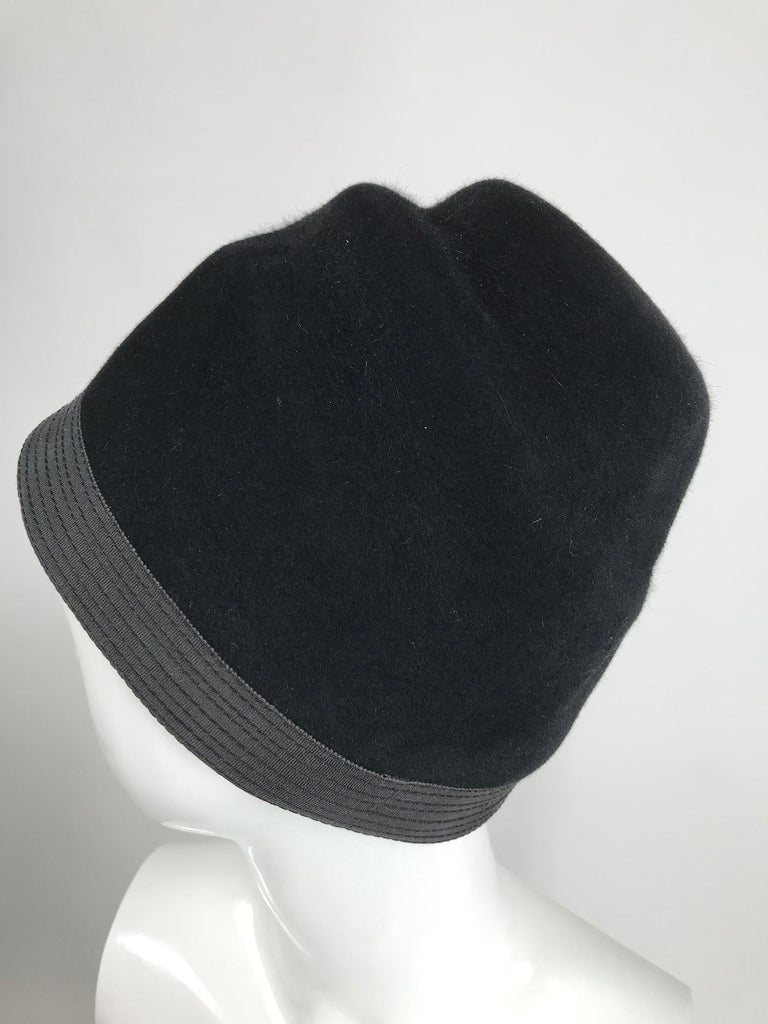 Galanos Black Fur Felt Shaped Turban Hat 1960s  2