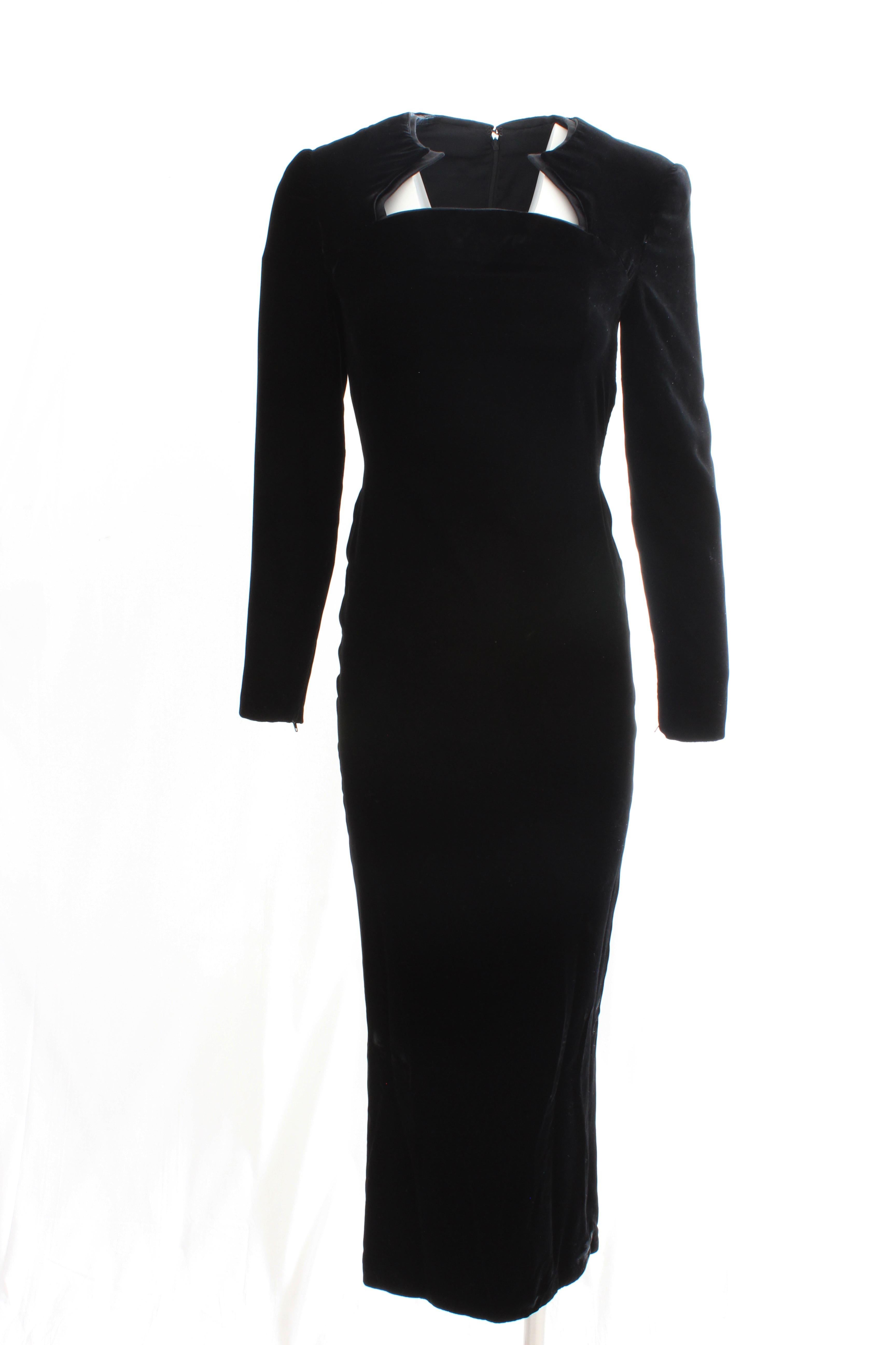 Galanos Evening Gown Black Velvet Formal Long Dress Sculptural Collar 2