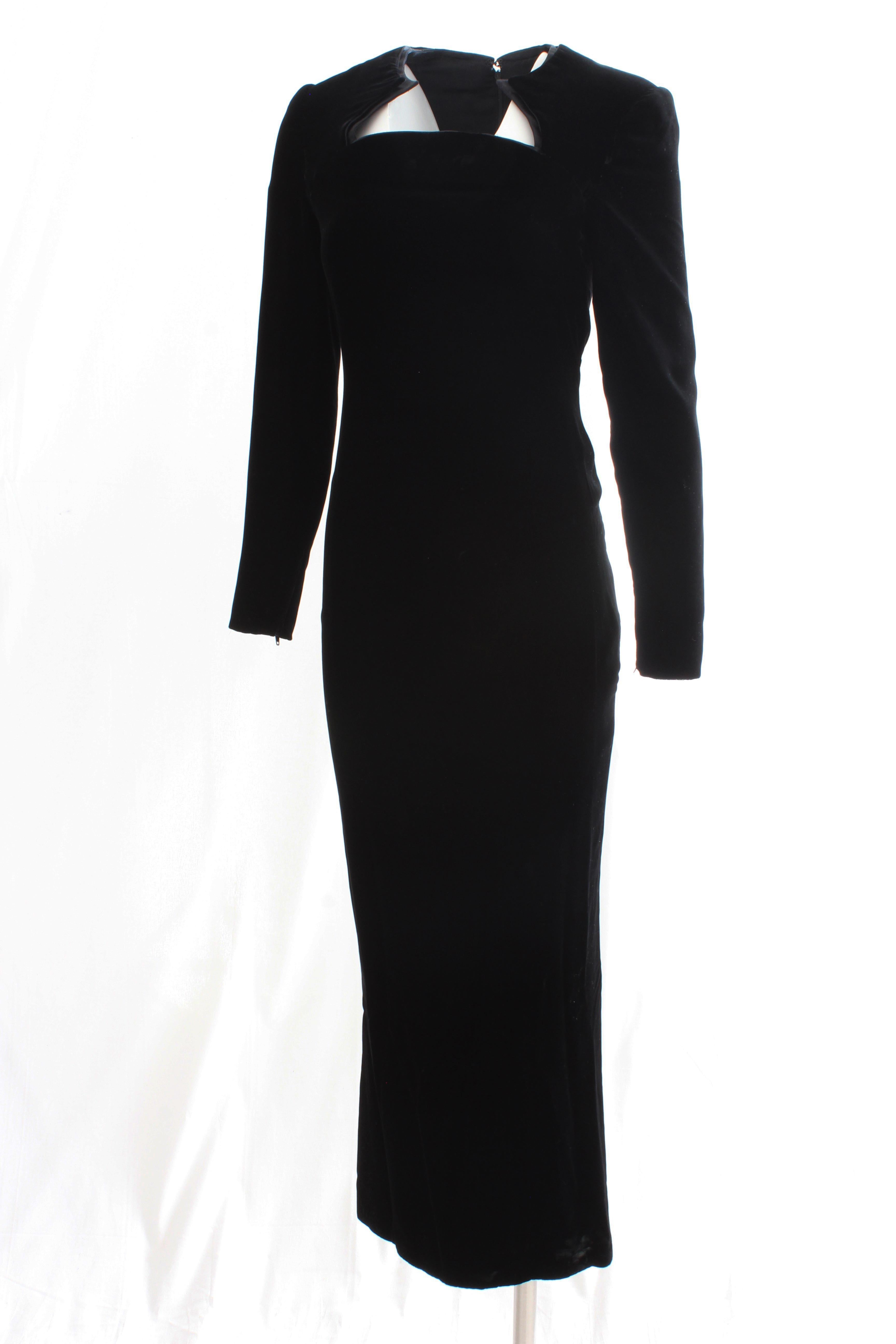 Galanos Evening Gown Black Velvet Formal Long Dress Sculptural Collar 3