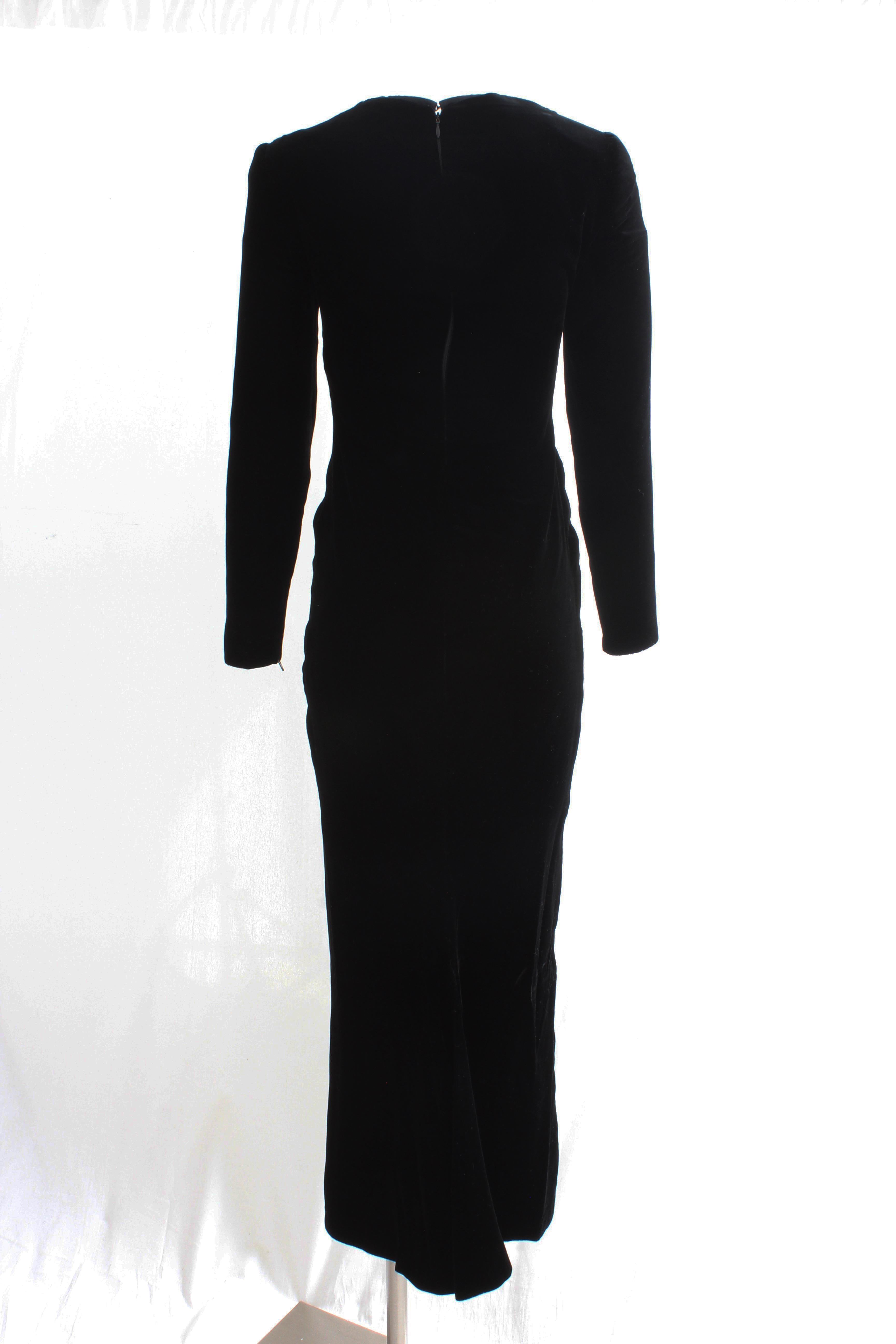 Galanos Evening Gown Black Velvet Formal Long Dress Sculptural Collar 5