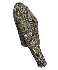 Galanos Brown & Gold Heavily Embellished Spenser Cut Evening Jacket, 1980s