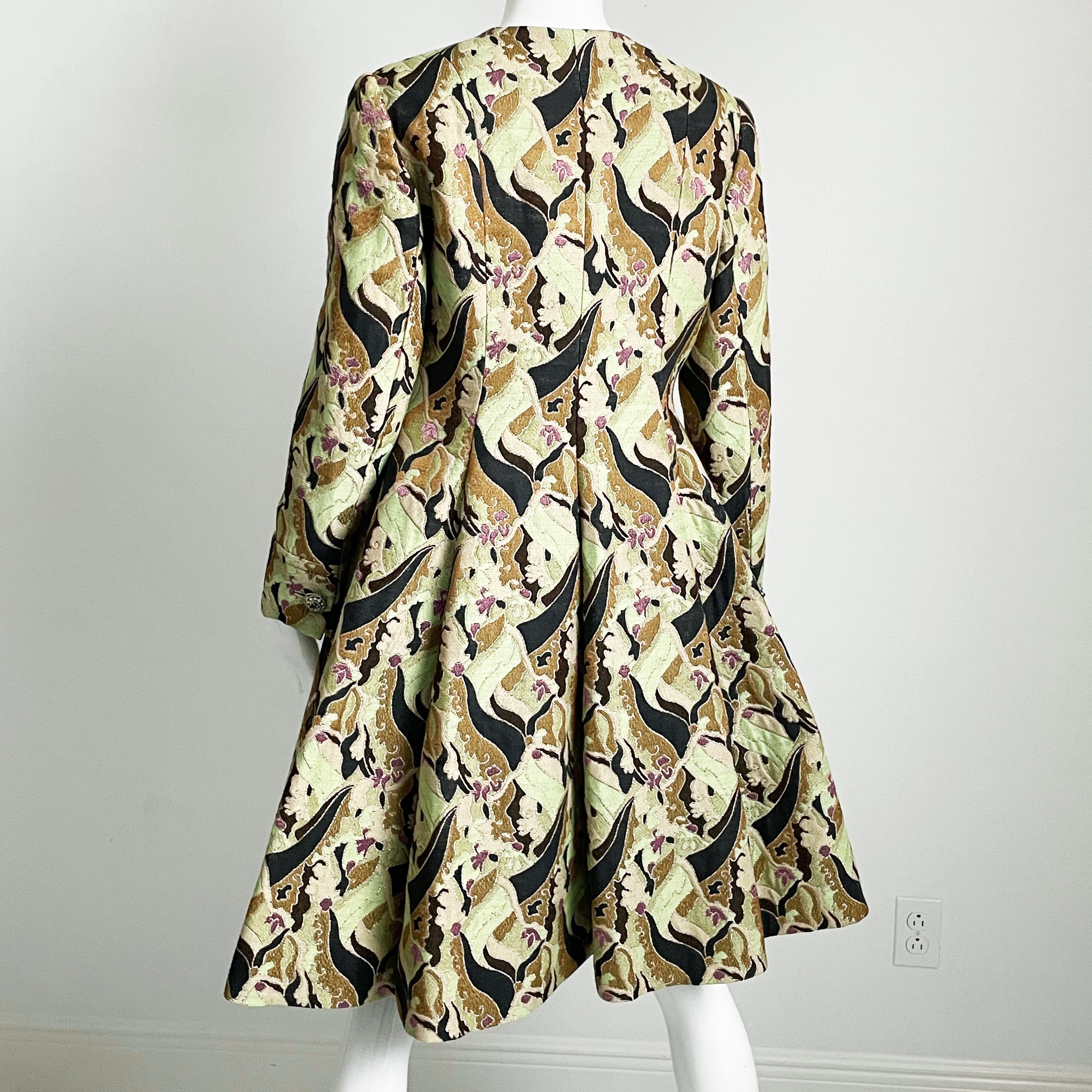 Galanos Mantel-Brokat-Wandteppich-Mantelkleid Amelia Gray Boutique Beverly Hills 60er Jahre im Angebot 5
