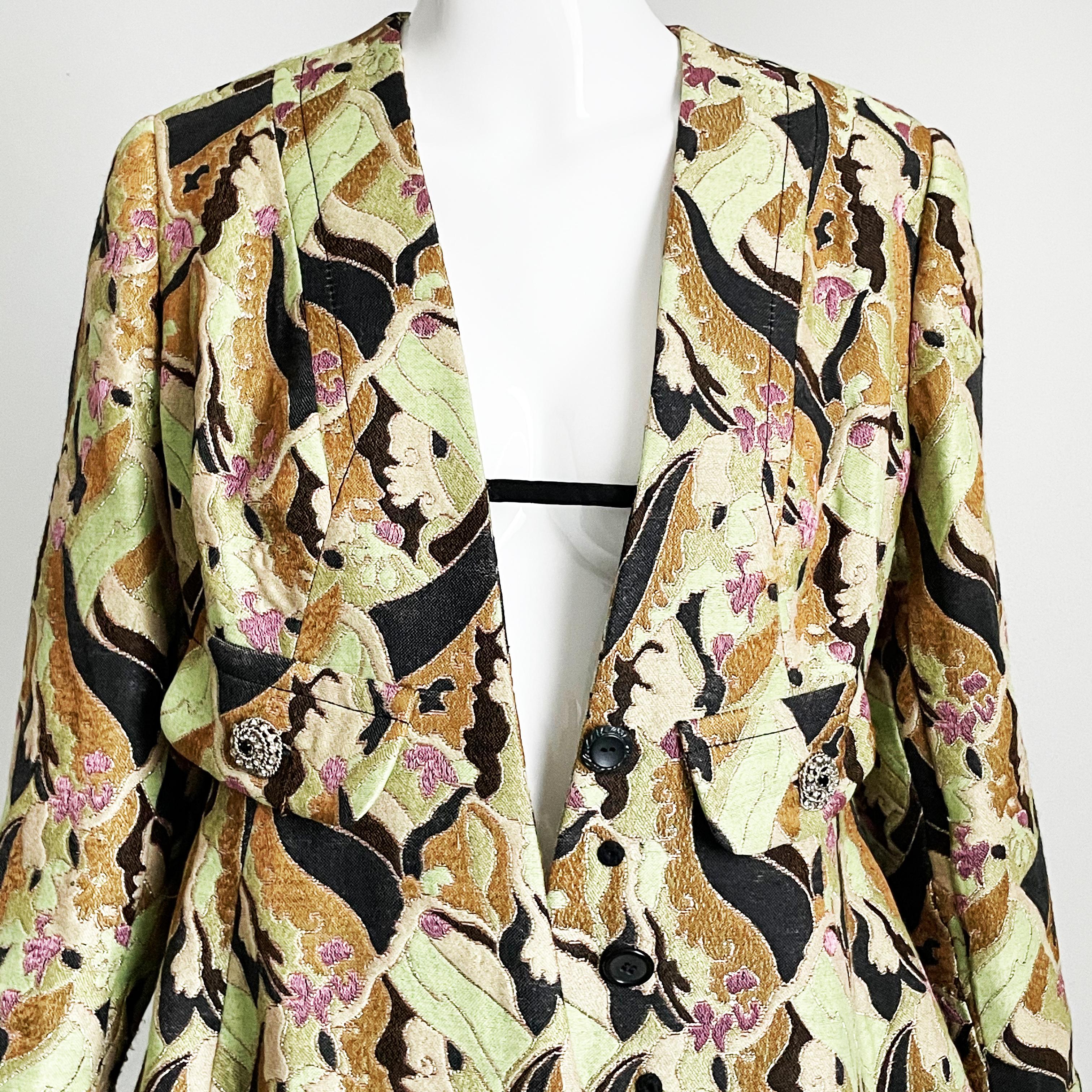 Galanos Mantel-Brokat-Wandteppich-Mantelkleid Amelia Gray Boutique Beverly Hills 60er Jahre im Angebot 6
