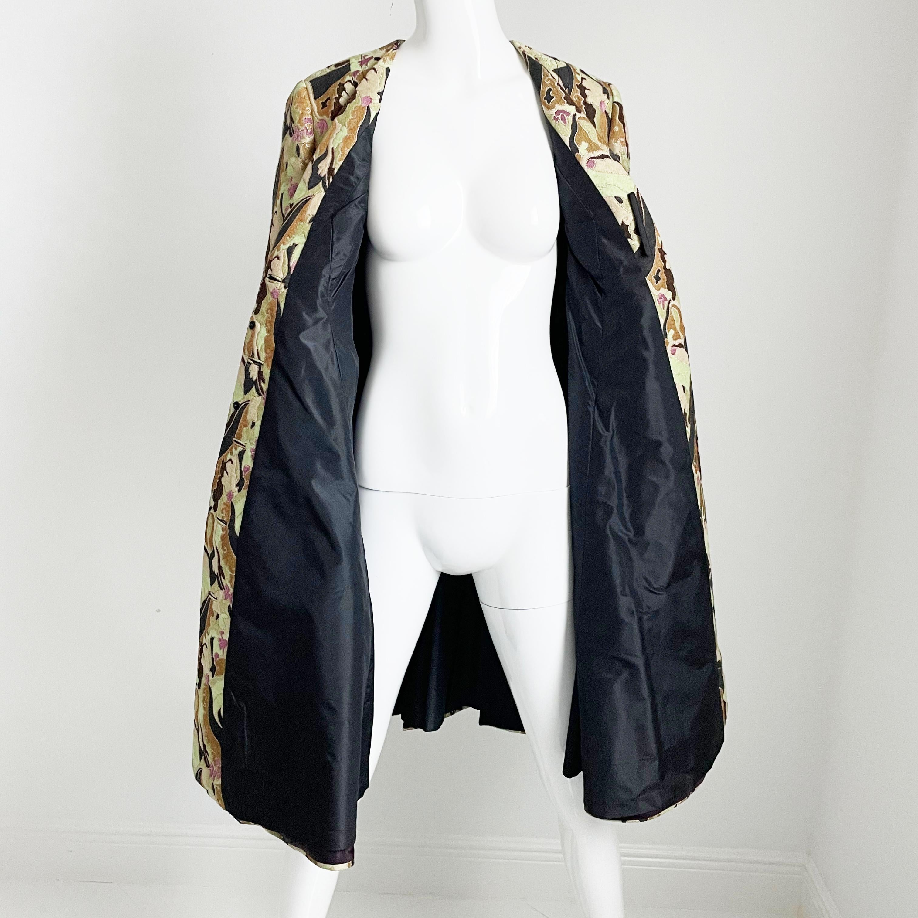 Galanos Mantel-Brokat-Wandteppich-Mantelkleid Amelia Gray Boutique Beverly Hills 60er Jahre im Angebot 7
