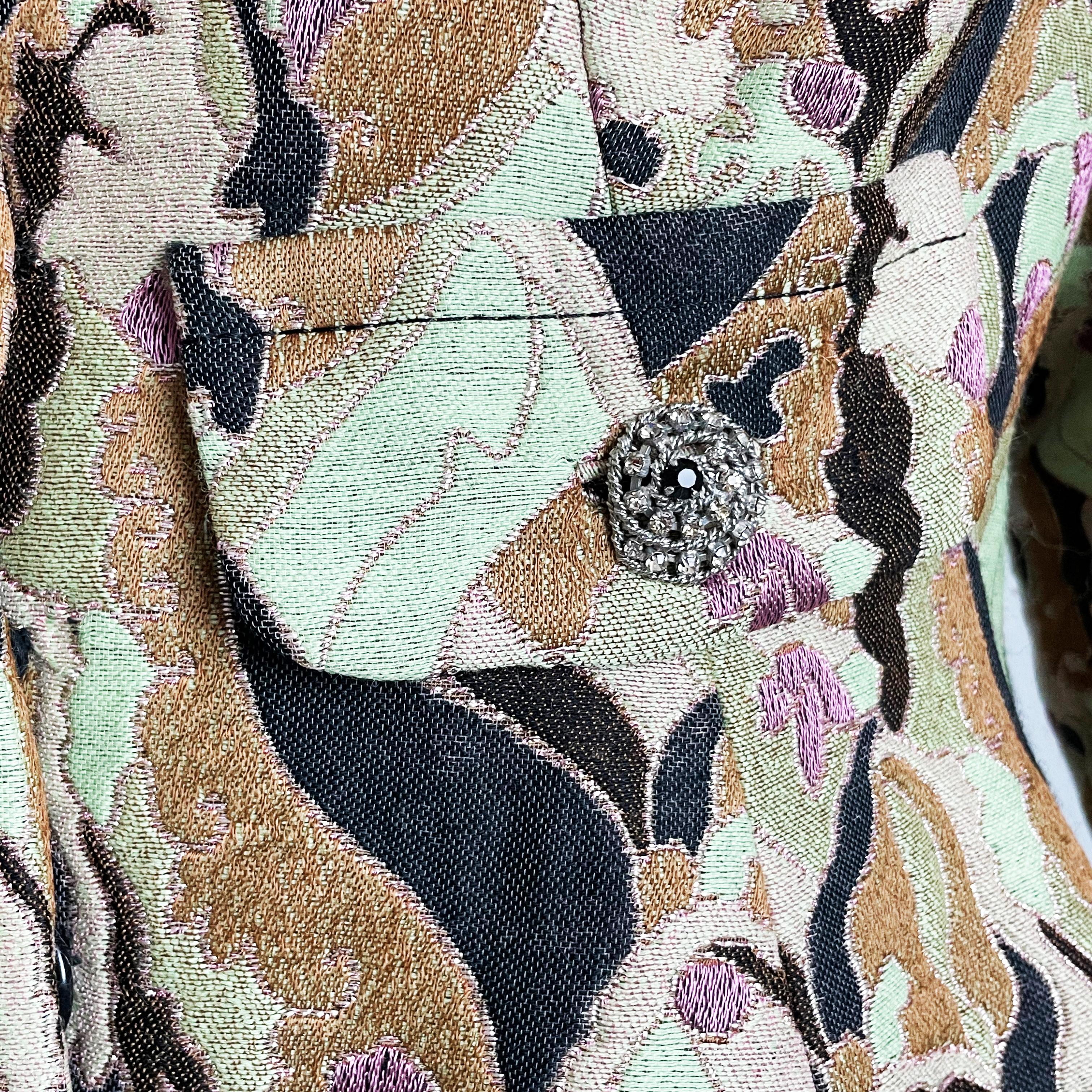 Galanos Mantel-Brokat-Wandteppich-Mantelkleid Amelia Gray Boutique Beverly Hills 60er Jahre im Angebot 8