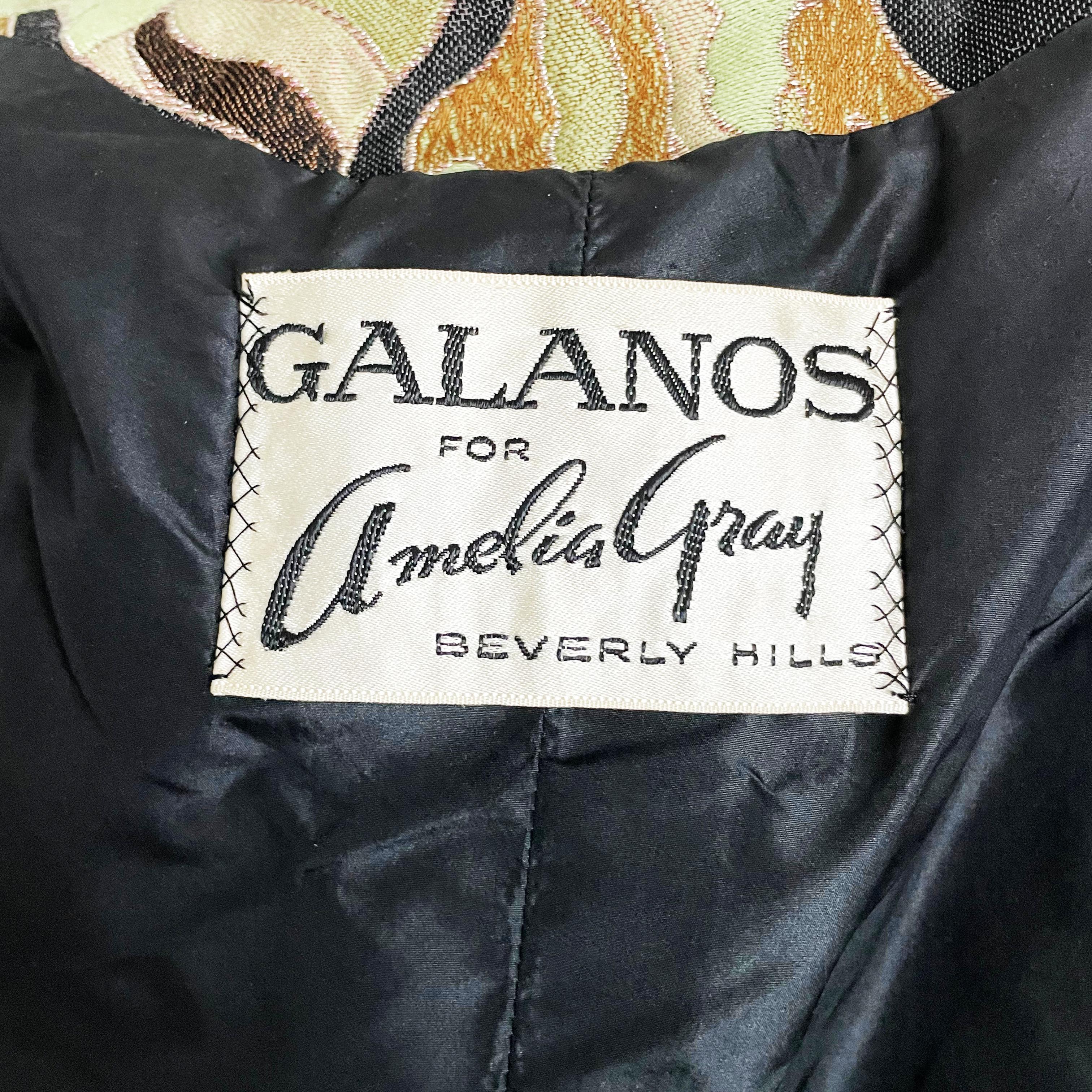 Galanos Mantel-Brokat-Wandteppich-Mantelkleid Amelia Gray Boutique Beverly Hills 60er Jahre im Angebot 10