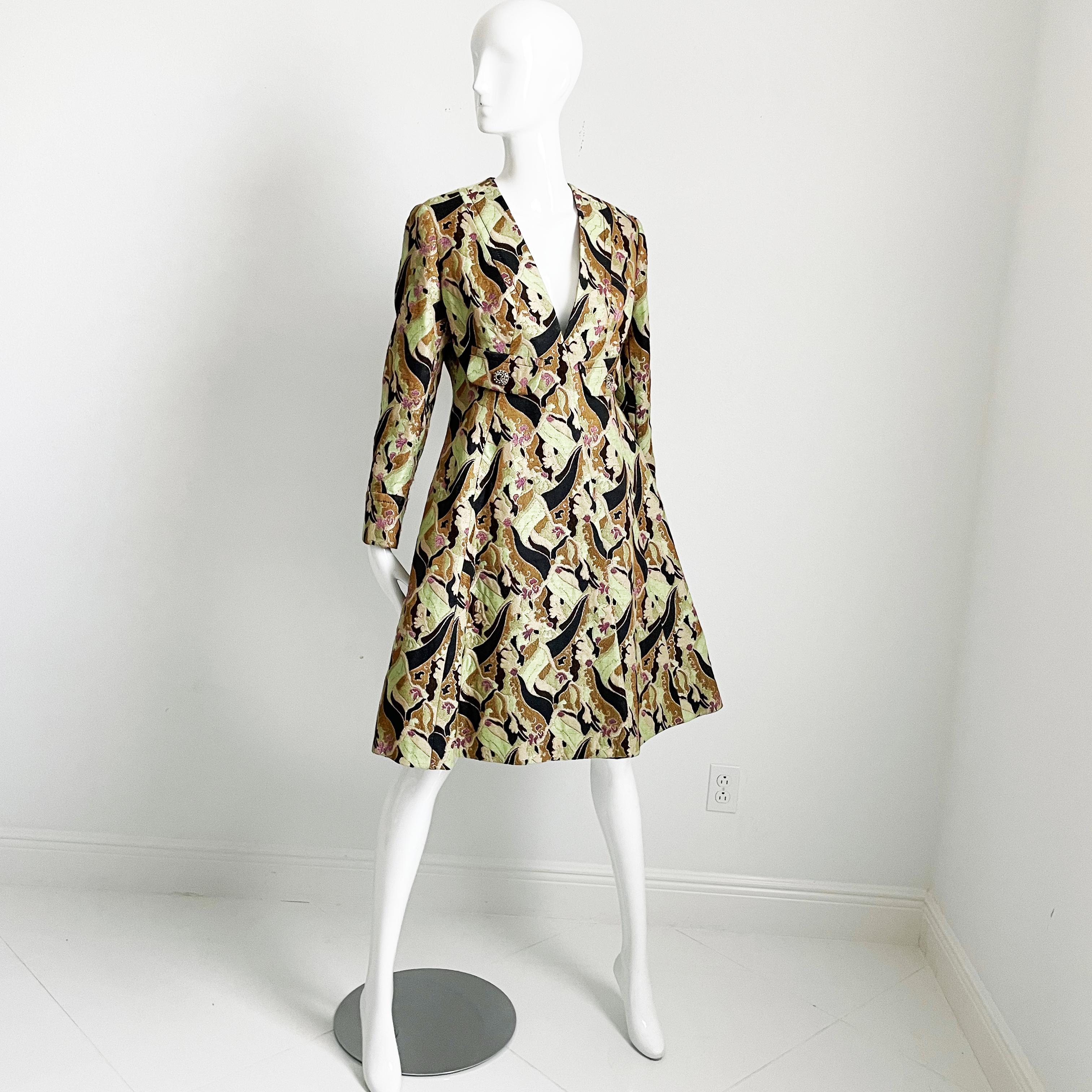 Galanos Mantel-Brokat-Wandteppich-Mantelkleid Amelia Gray Boutique Beverly Hills 60er Jahre im Angebot 1