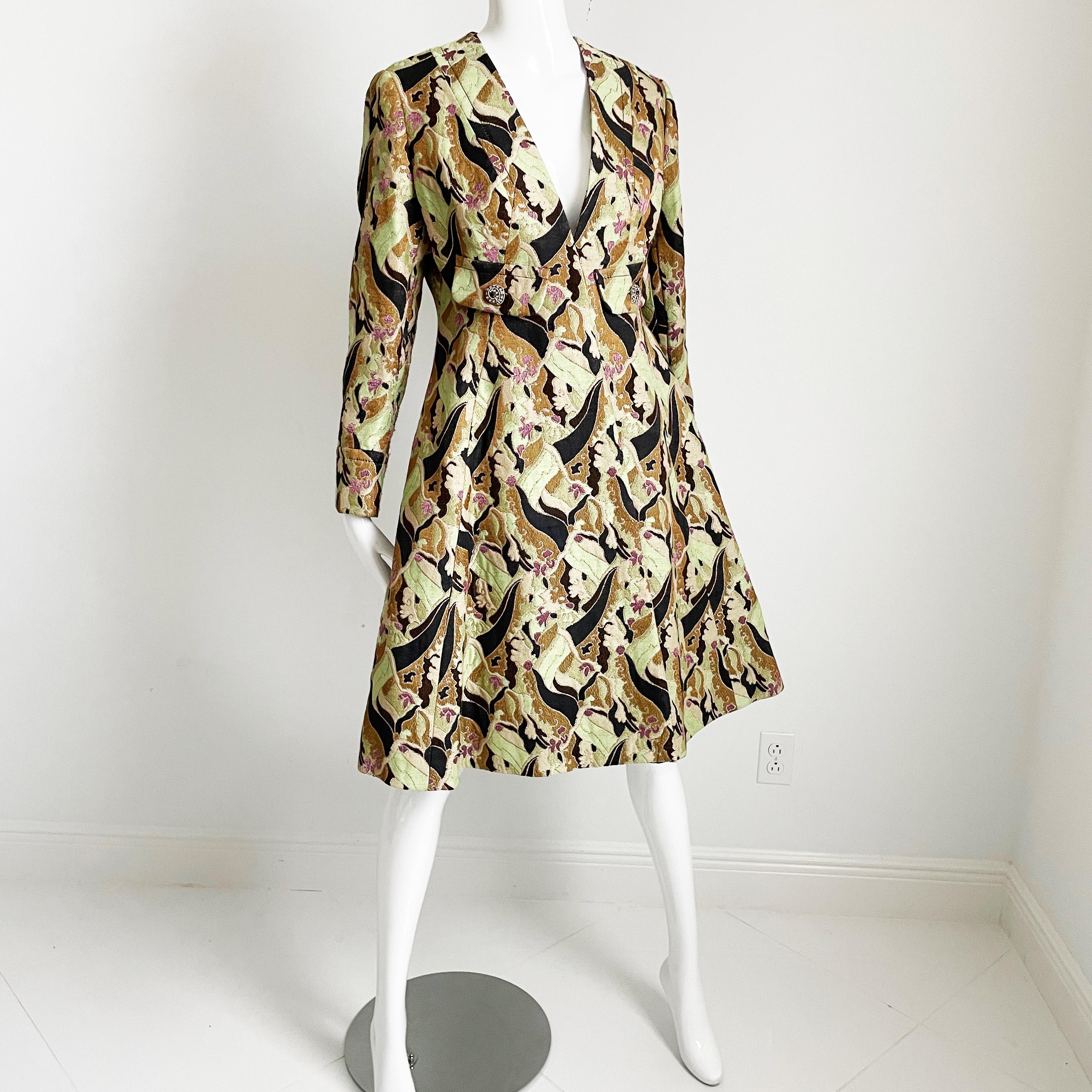 Galanos Mantel-Brokat-Wandteppich-Mantelkleid Amelia Gray Boutique Beverly Hills 60er Jahre im Angebot 2