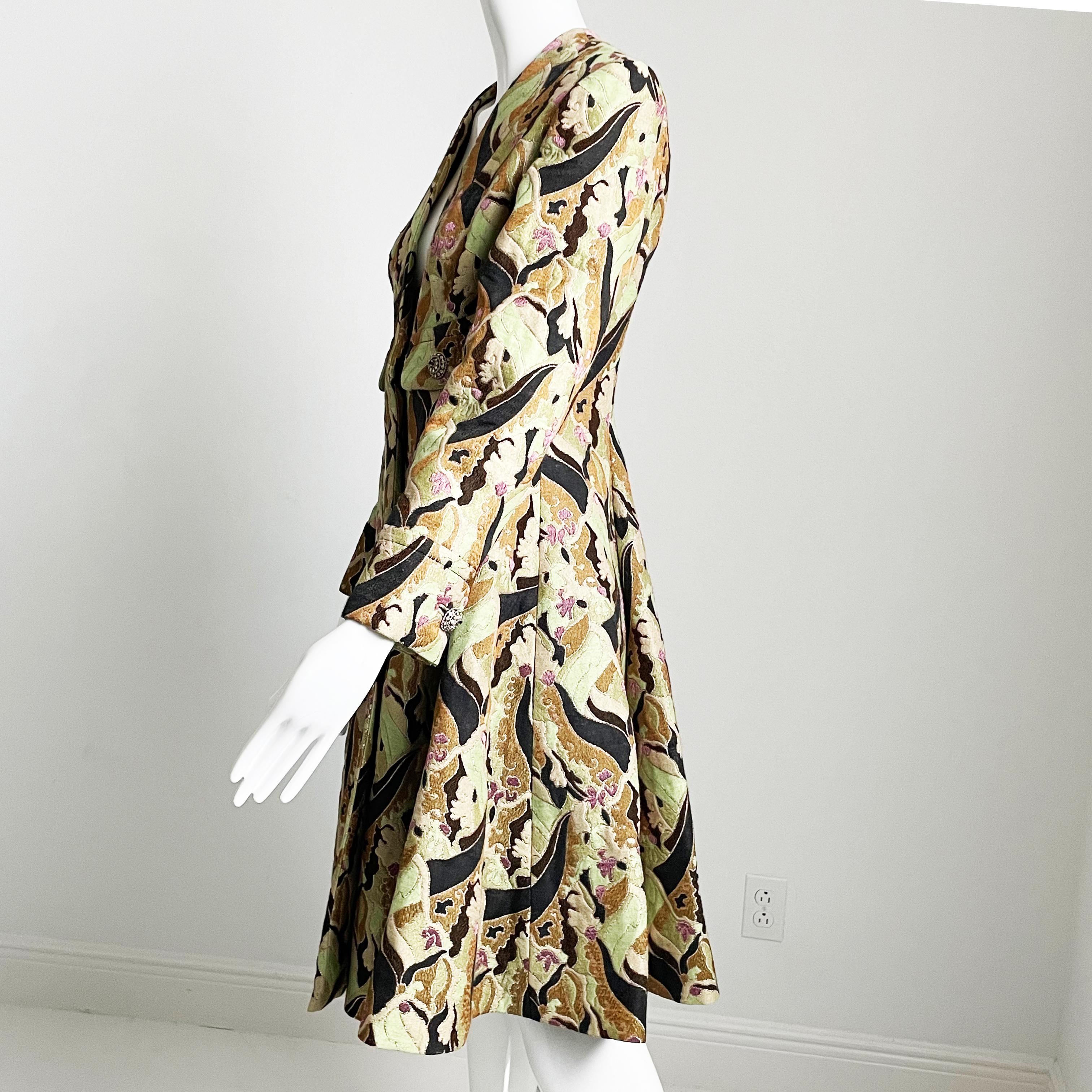 Galanos Mantel-Brokat-Wandteppich-Mantelkleid Amelia Gray Boutique Beverly Hills 60er Jahre im Angebot 4