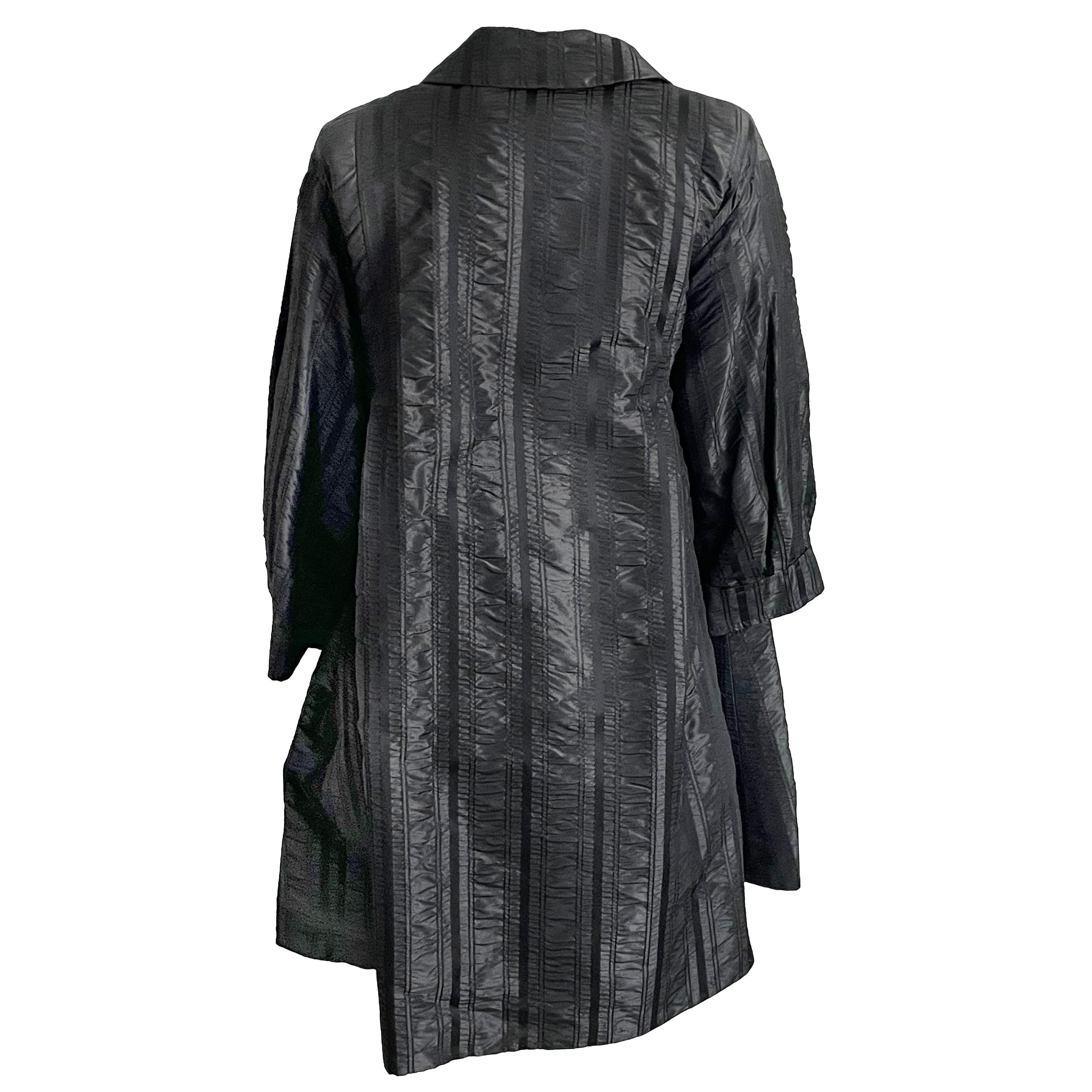 Galanos Coat Swing Style Evening Wear Black Stripe Satin Vintage Neiman Marcus M For Sale 4