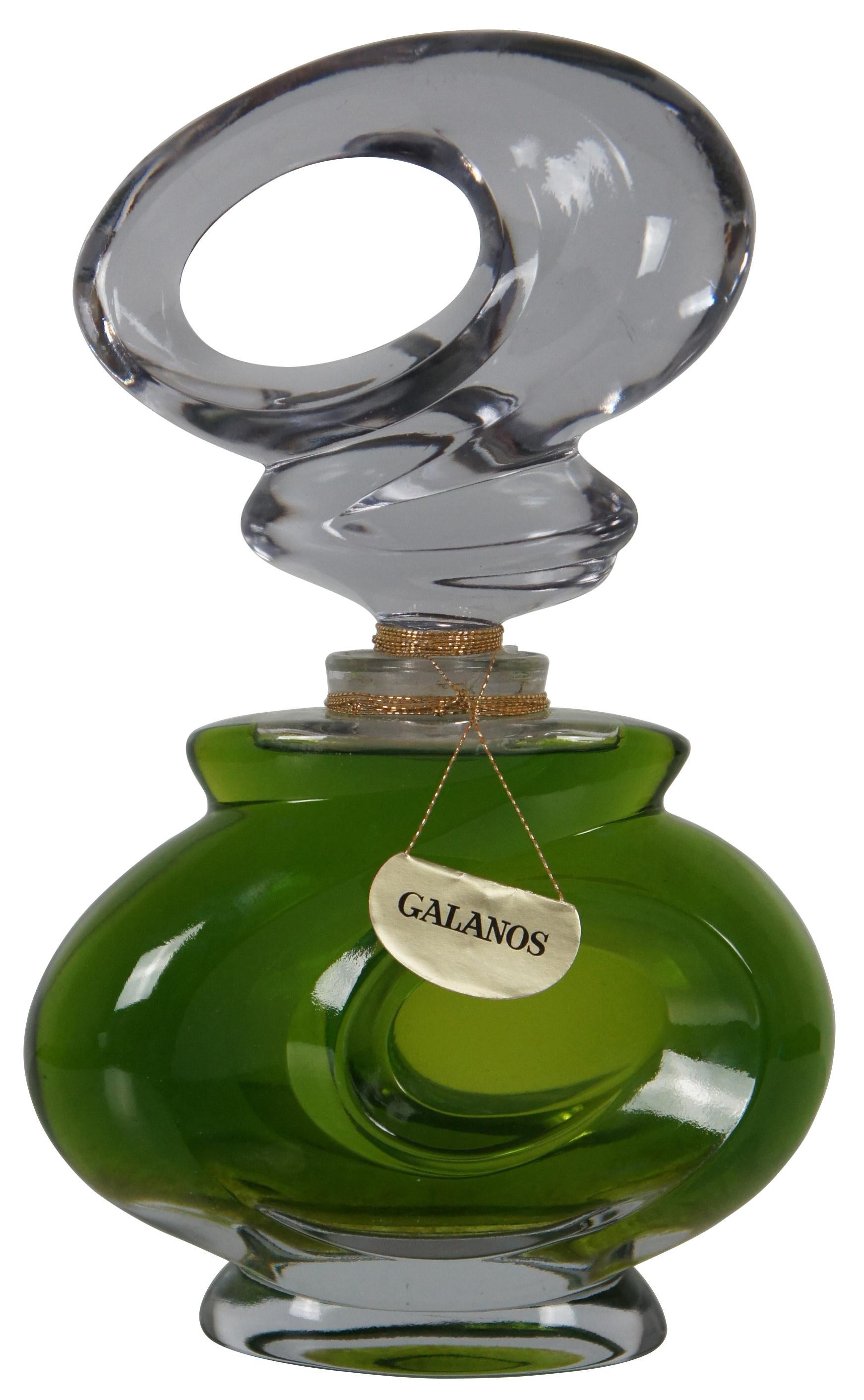 Vintage Galanos designer fragrance factice or dummy bottle with a swirling art nouveau glass design, originally part of a department store display. Measure: 12