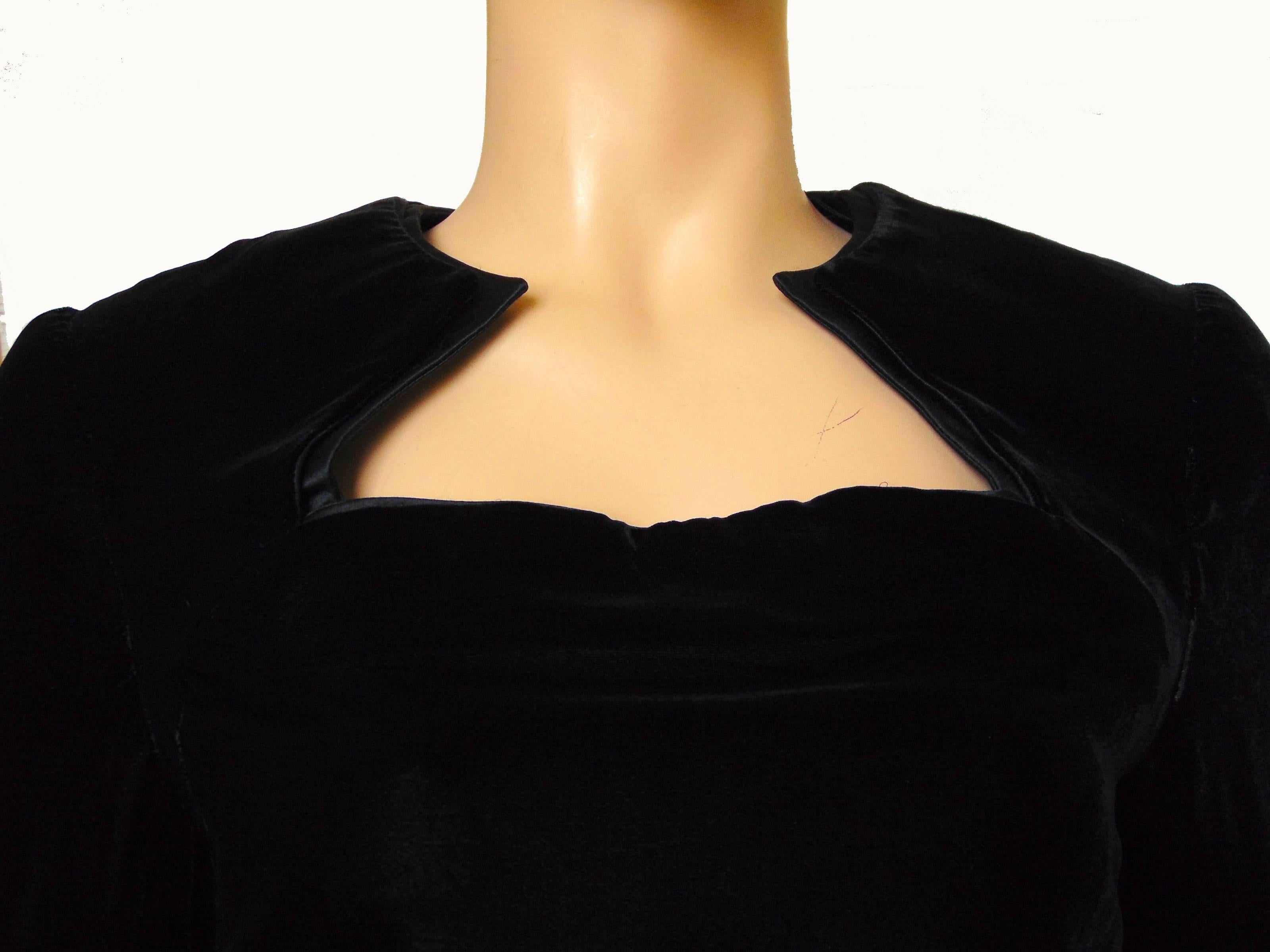 Women's Galanos Evening Gown Formal Long Dress Black Silk Velvet Sculptural Collar  For Sale