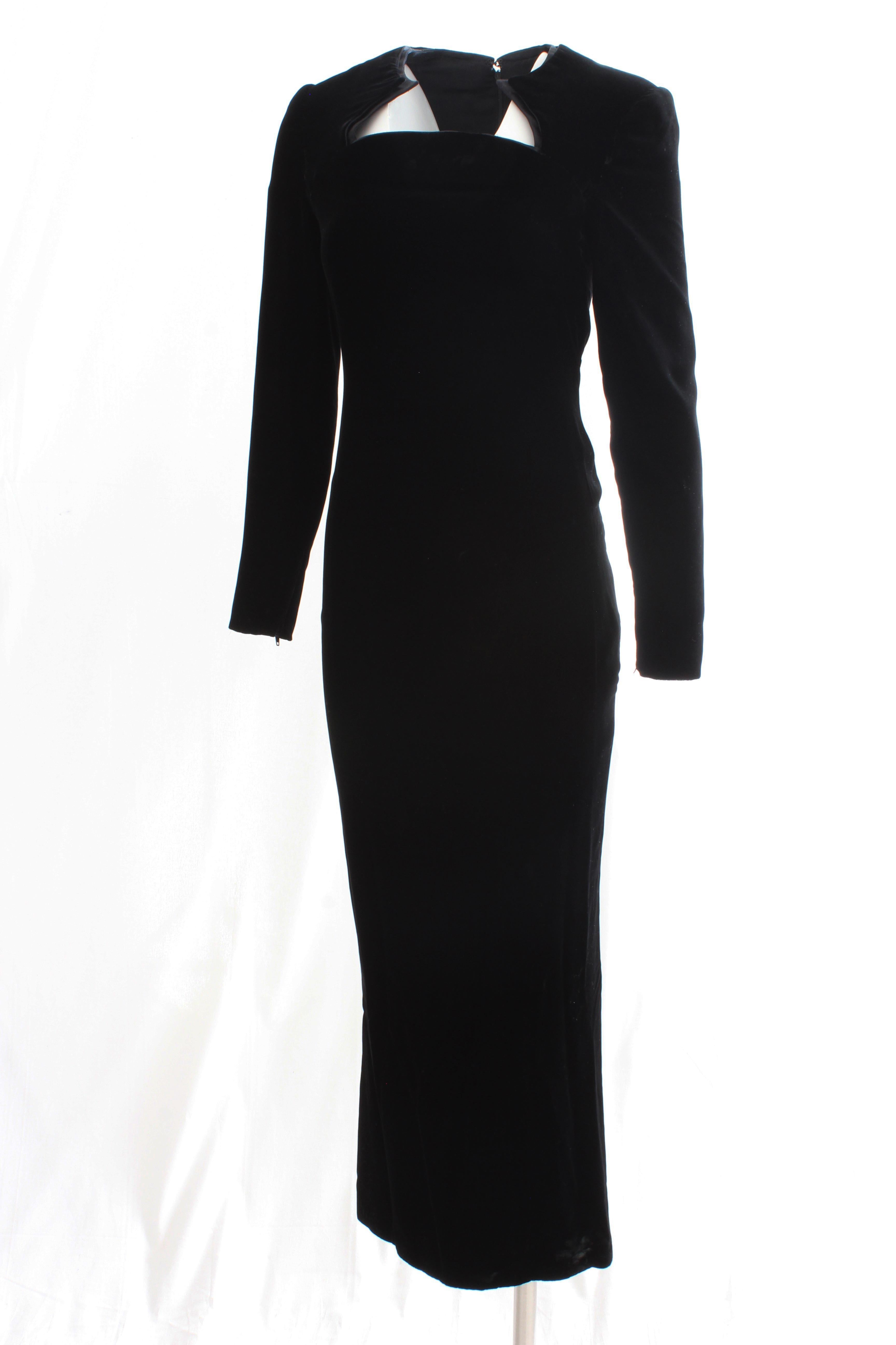 Galanos Evening Gown Formal Long Dress Black Silk Velvet Sculptural Collar  For Sale 4