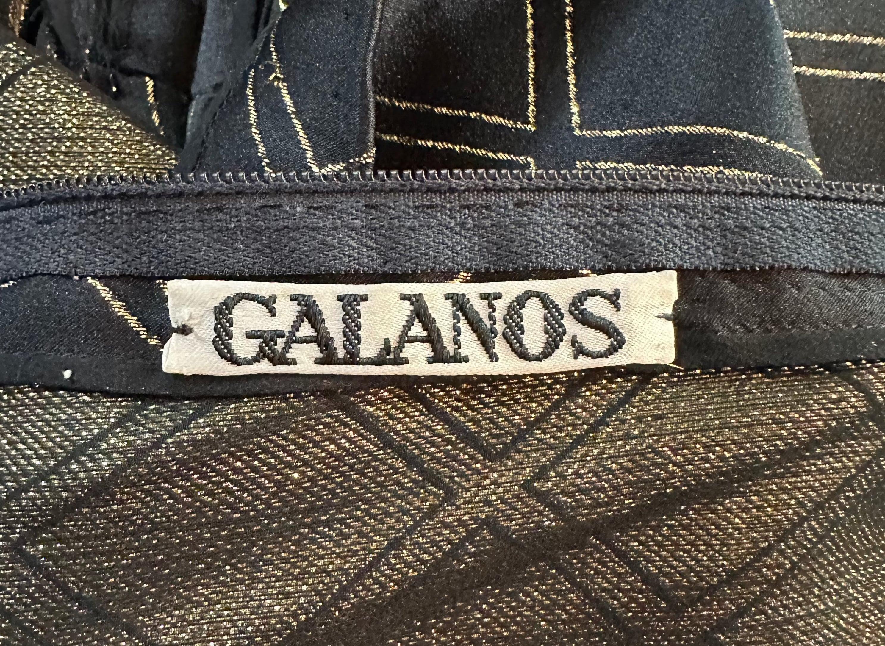 Robe de Galanos en satin noir et or avec nœud géant, années 1970 Excellent état - En vente à Los Angeles, CA