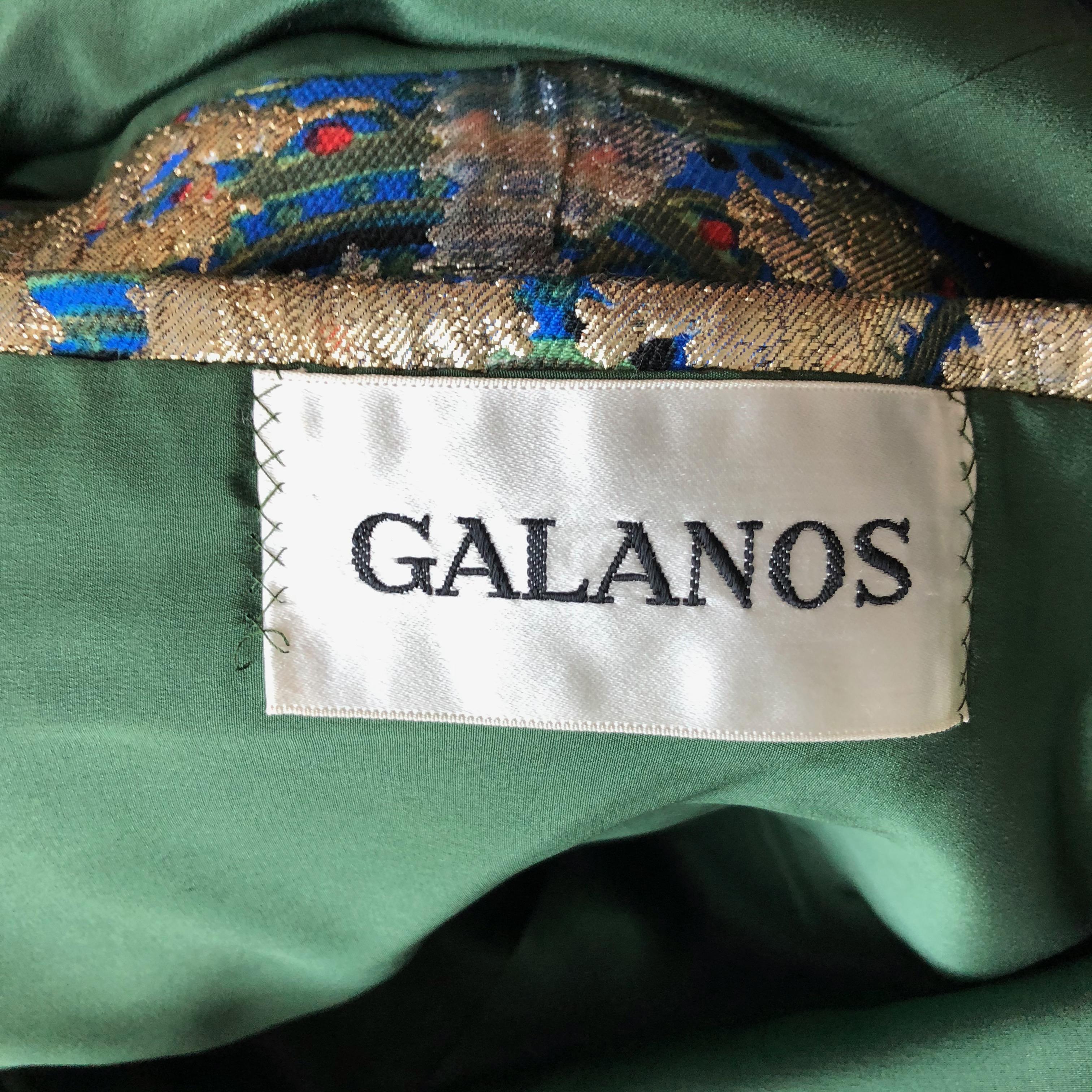 Galanos Metallic Brokat Anzug 3pc Top, lange Weste und Rock Vintage 60er Jahre Retro im Angebot 11
