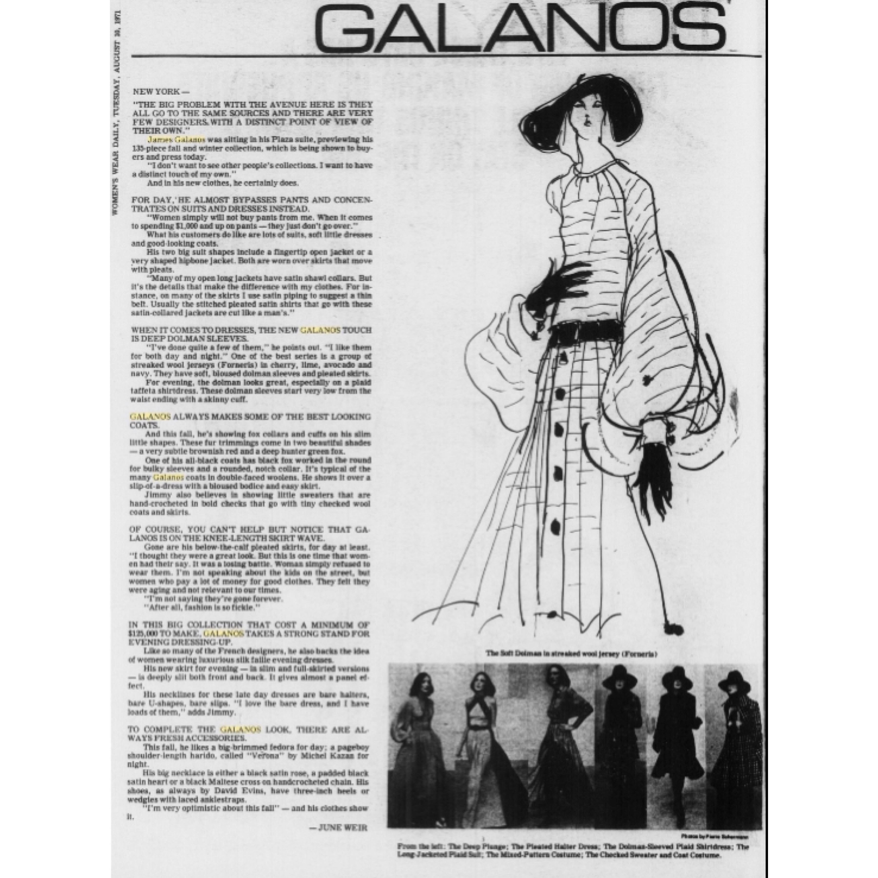 Galanos Orange Silk Plunge Neck Bishop Sleeve Dress, 1970s For Sale 6
