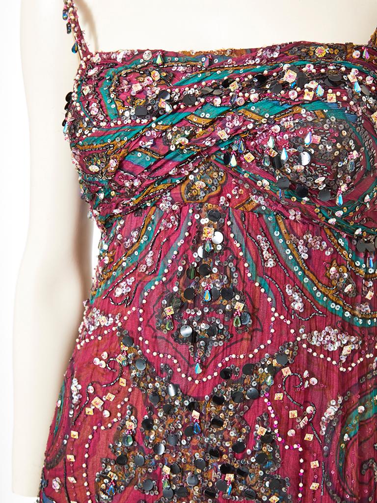 Galanos Paisley Pattern Beaded Gown For Sale at 1stDibs | paisley gown