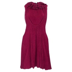 Galanos Rotes gerafftes Chiffon-Cocktailkleid, 1985