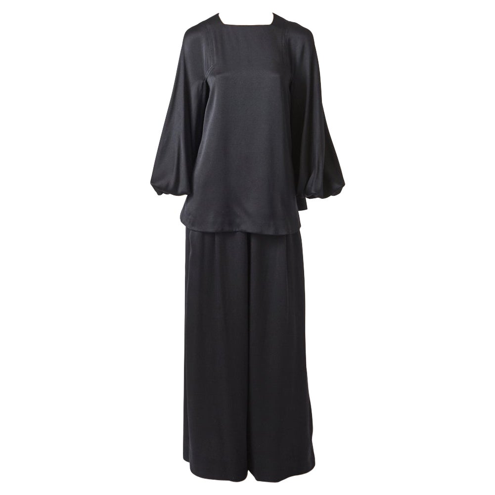 Conjunto de túnica de satén y pantalón ancho Galanos en venta