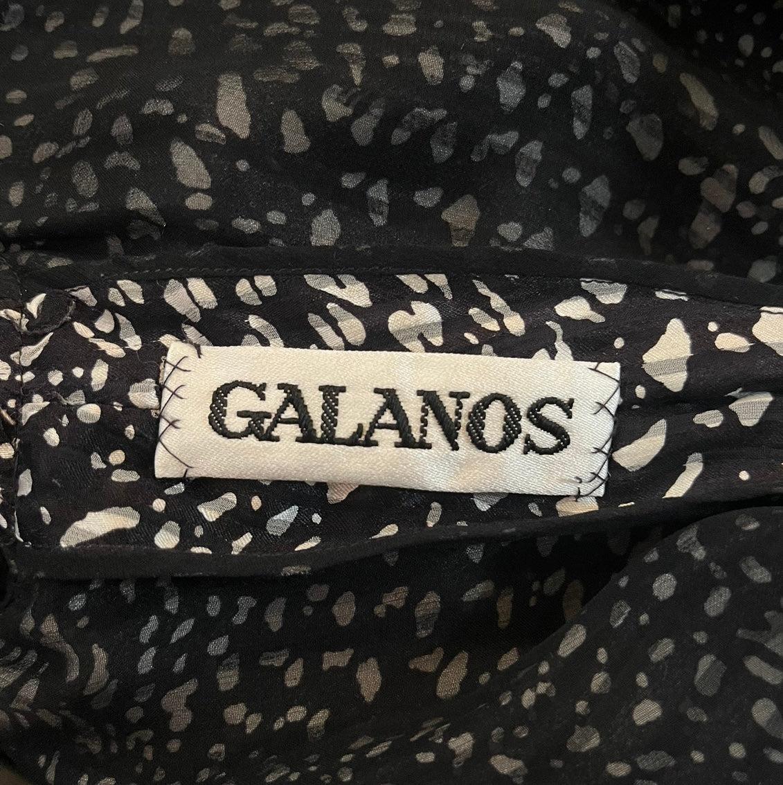 Galanos Sequined Abstract Print Cocktail Dress With Embellishment, 1980s In Excellent Condition For Sale In Los Angeles, CA