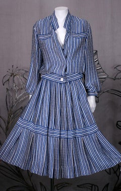 Galanos Silk Crepe Striped 2 Pc Dress