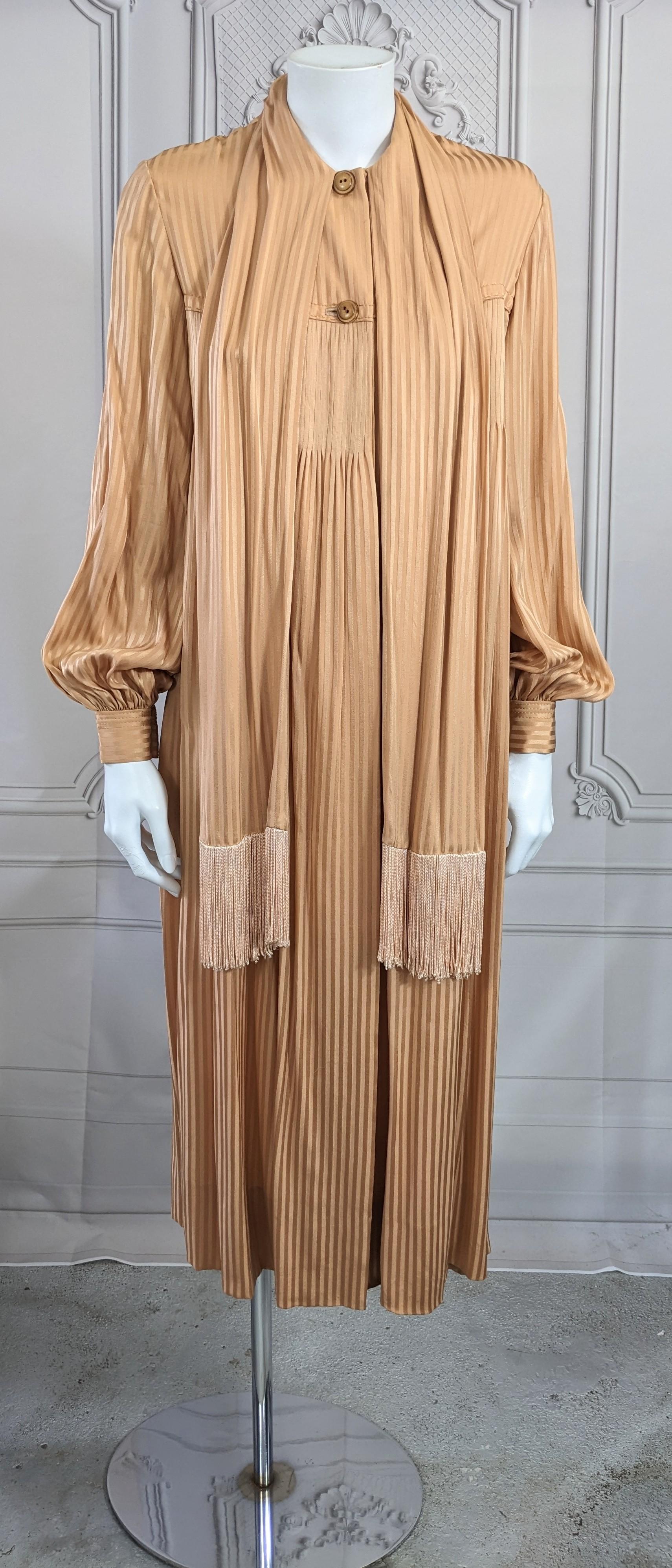 Brown Galanos Silk Crepe Tucked Chemise For Sale