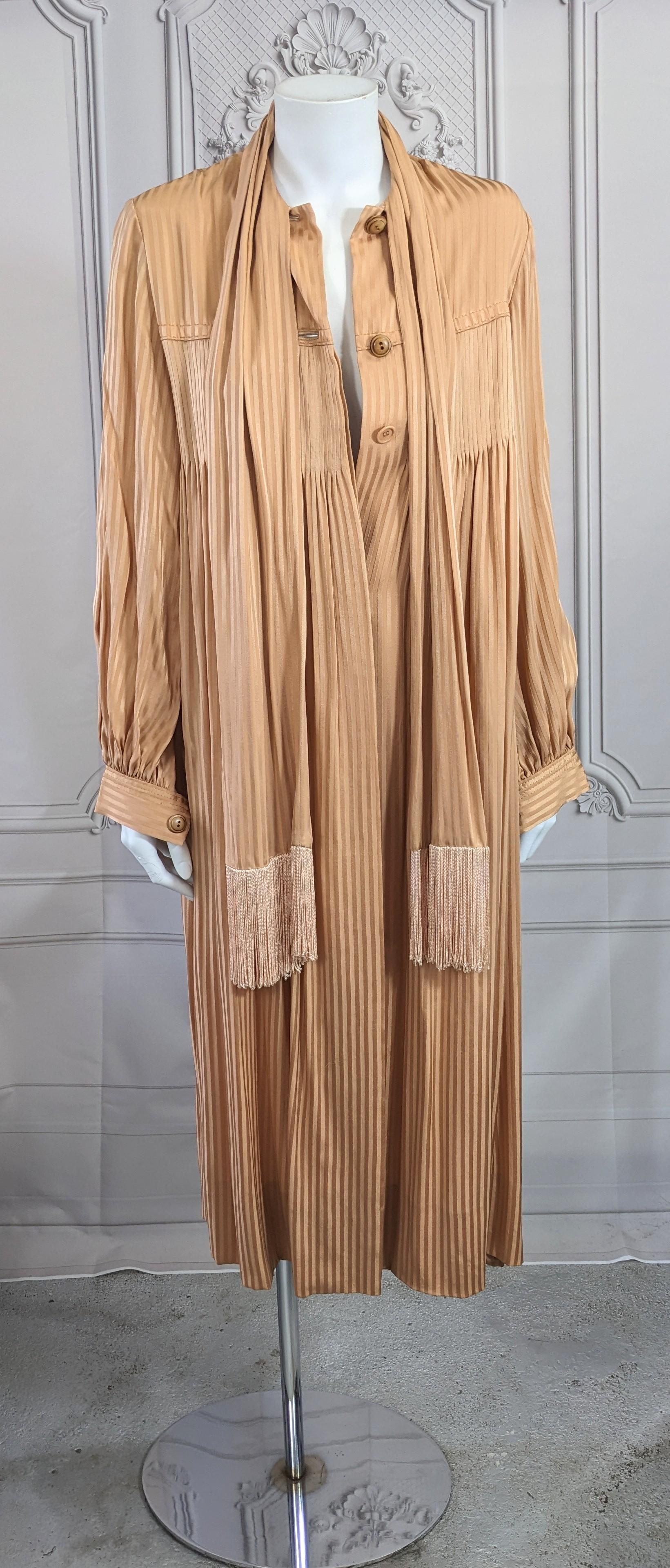 Galanos Silk Crepe Tucked Chemise In Good Condition For Sale In New York, NY