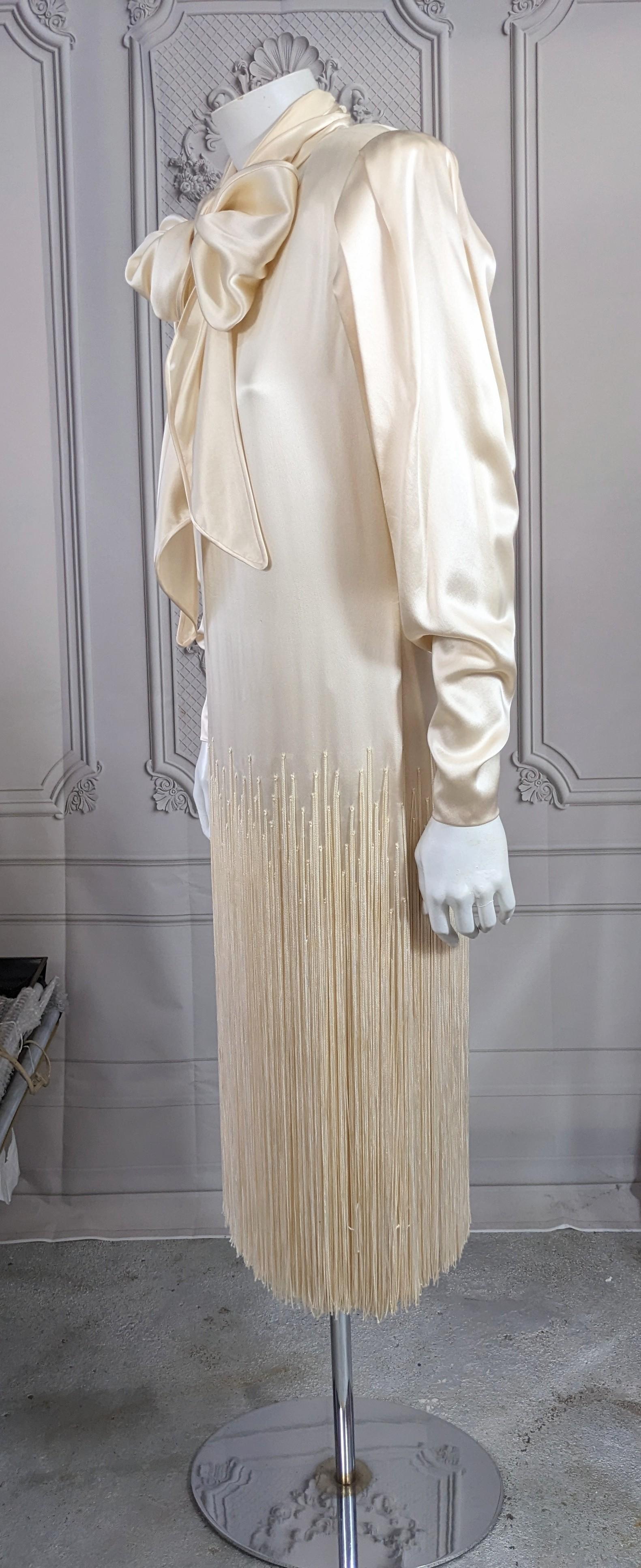 Galanos Silk Satin Hand Fringed Dress For Sale 2