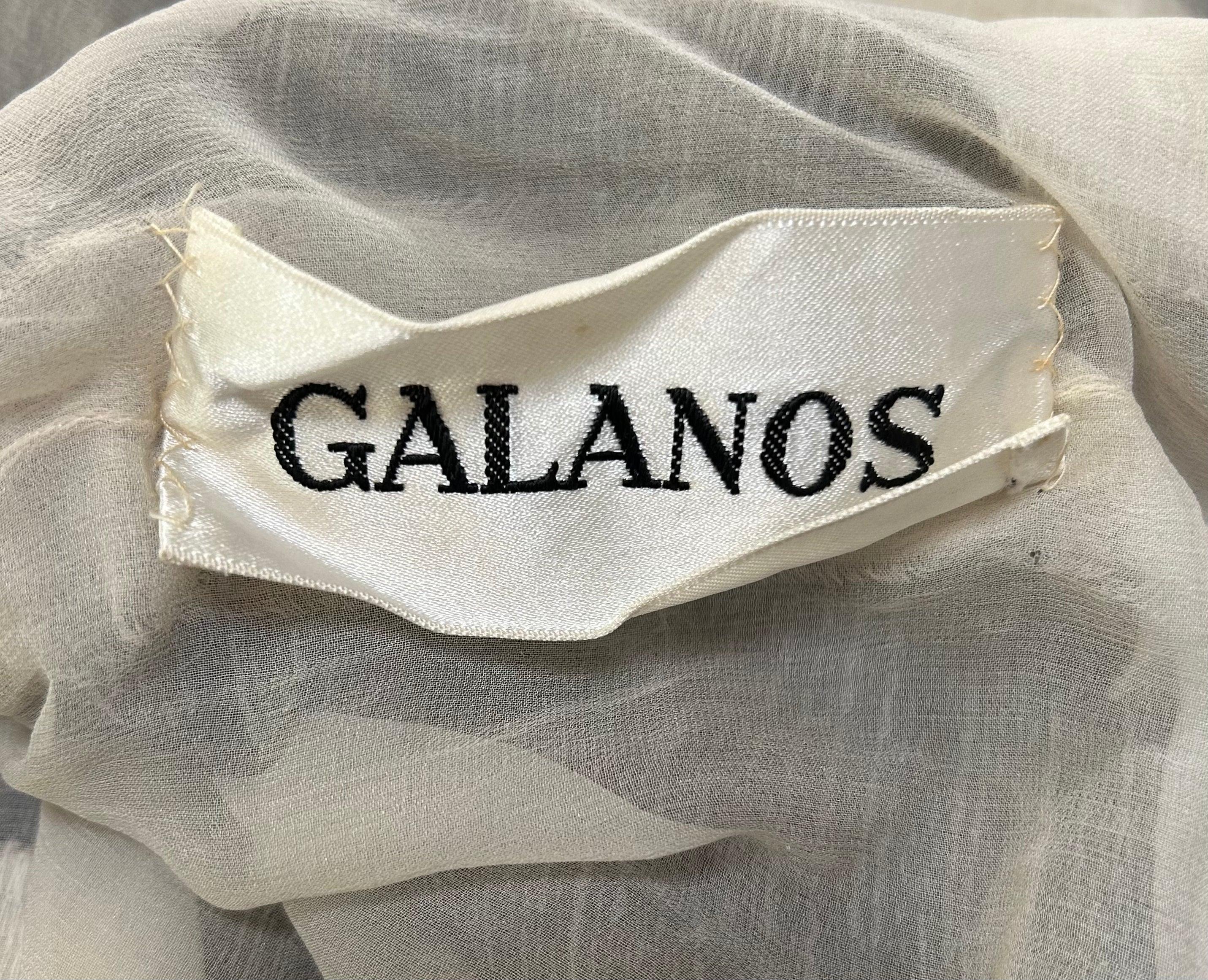 Galanos Solid Beaded Black and White Floral Evening Jacket, 1970s im Angebot 1