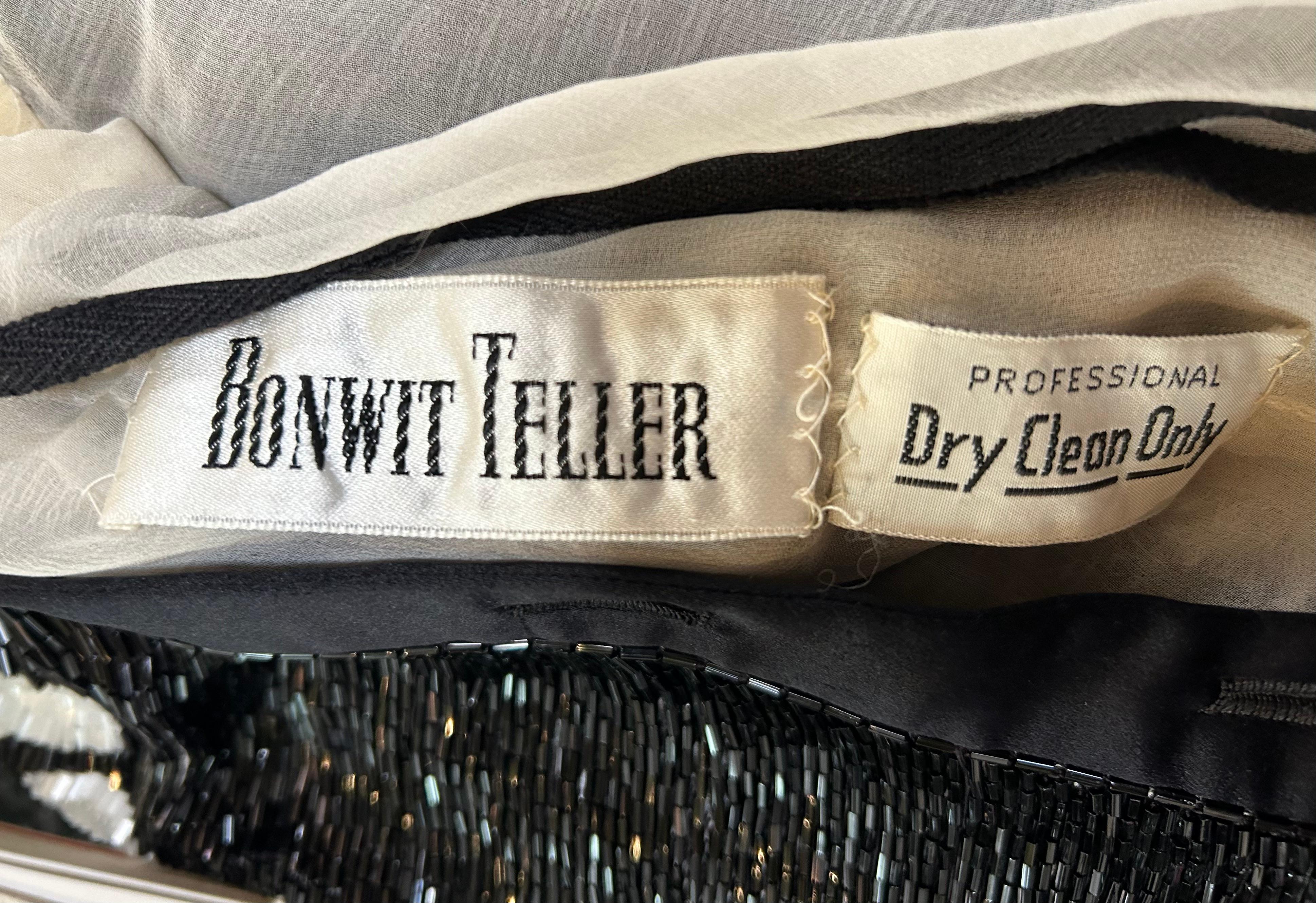 Galanos Solid Beaded Black and White Floral Evening Jacket, 1970s im Angebot 2