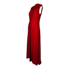 Galanos Spring 1974 Red Silk Flower Pendant Column Dress