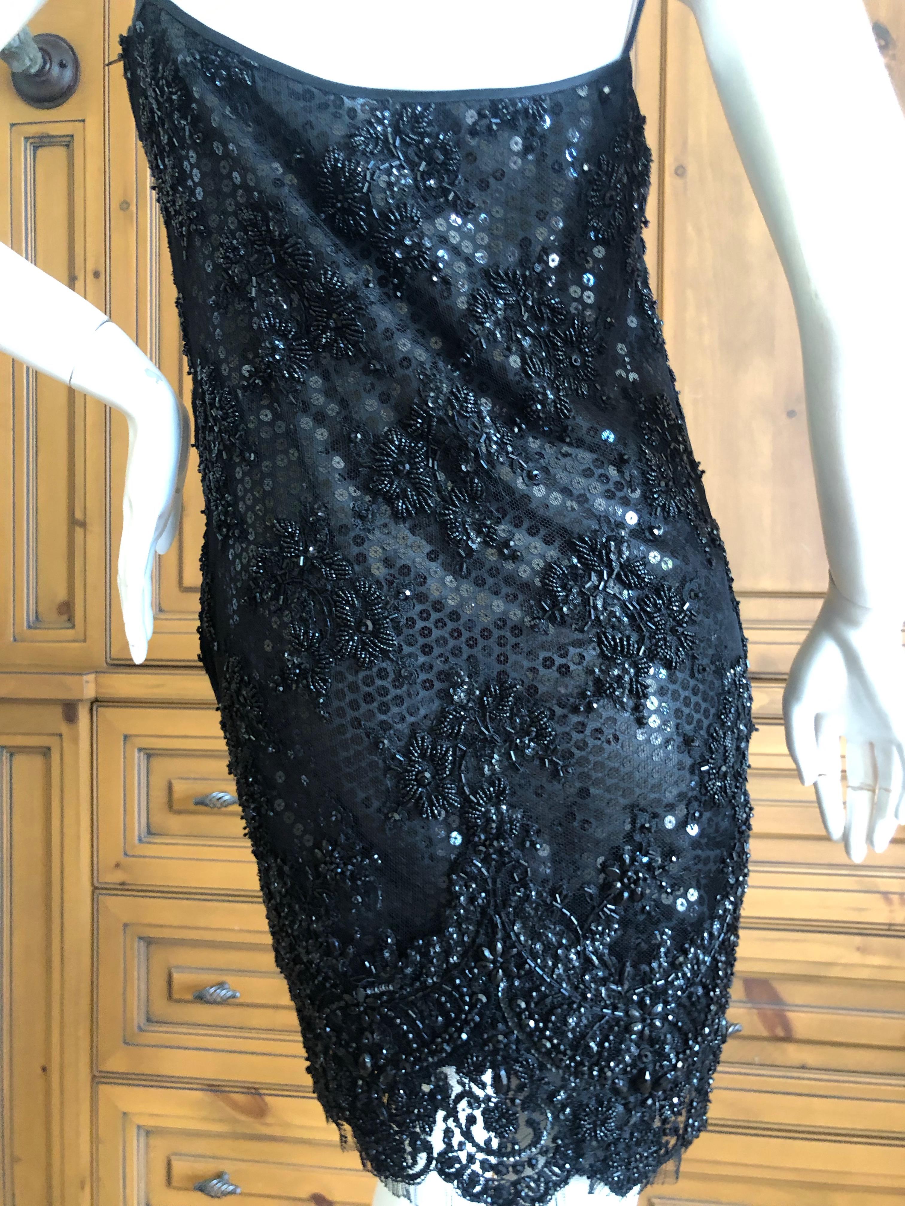  Galanos Superb Sequin and Hand Beaded Lace Little Black Mini Dress 1