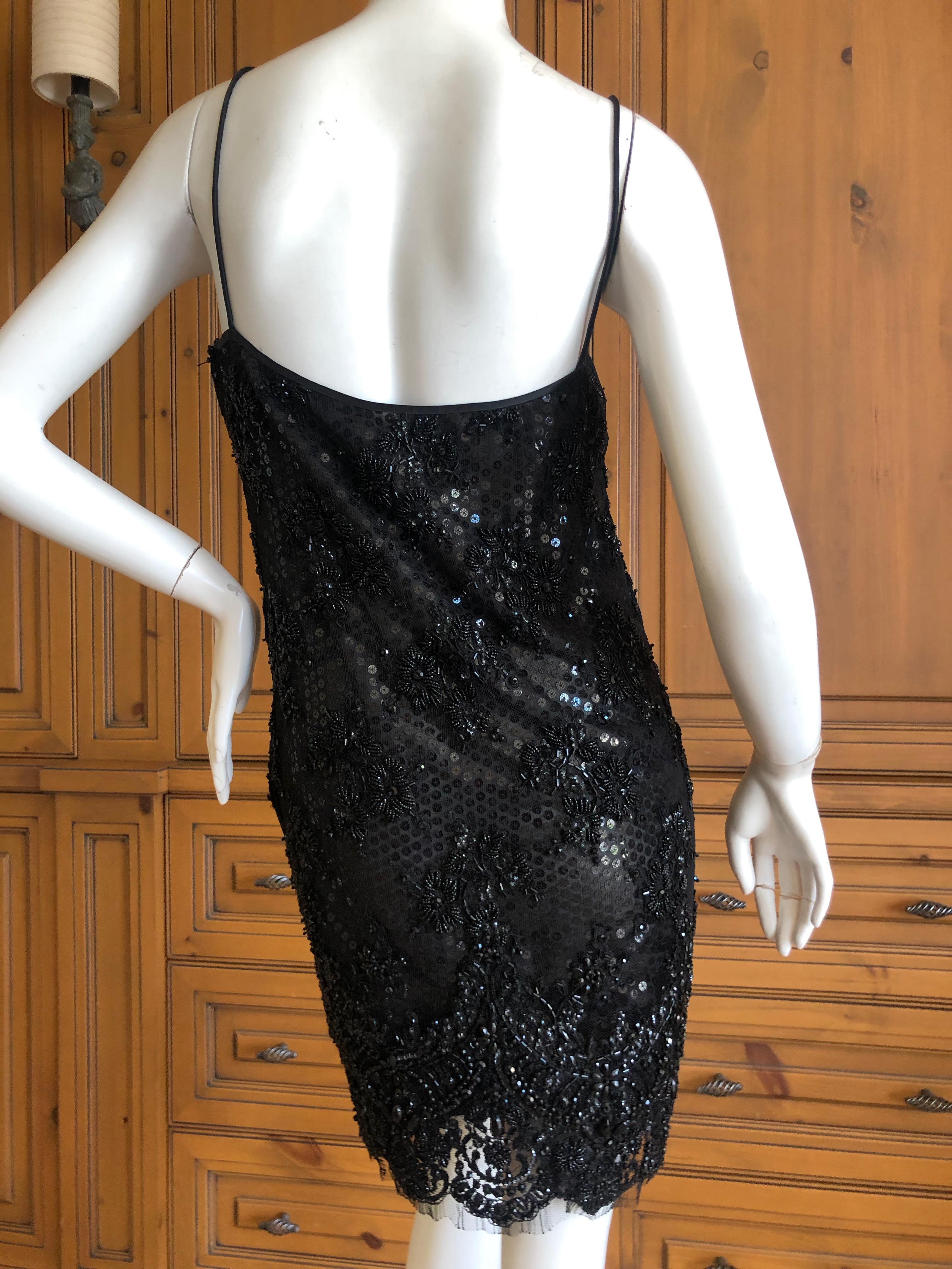  Galanos Superb Sequin and Hand Beaded Lace Little Black Mini Dress 2
