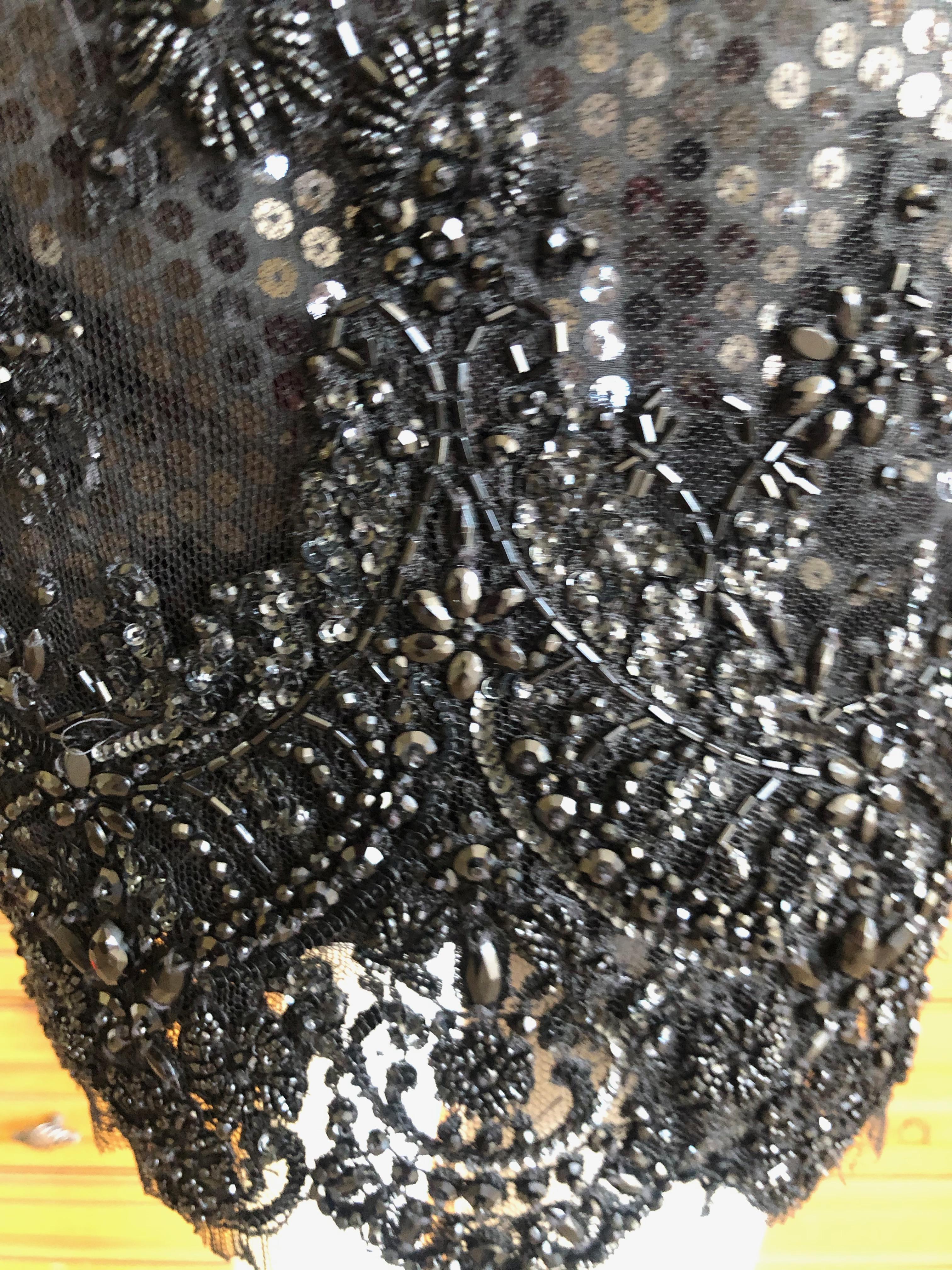  Galanos Superb Sequin and Hand Beaded Lace Little Black Mini Dress 3