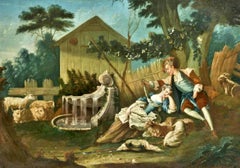 "Galant Scene" Oil on Canvas, French School, 18th Century