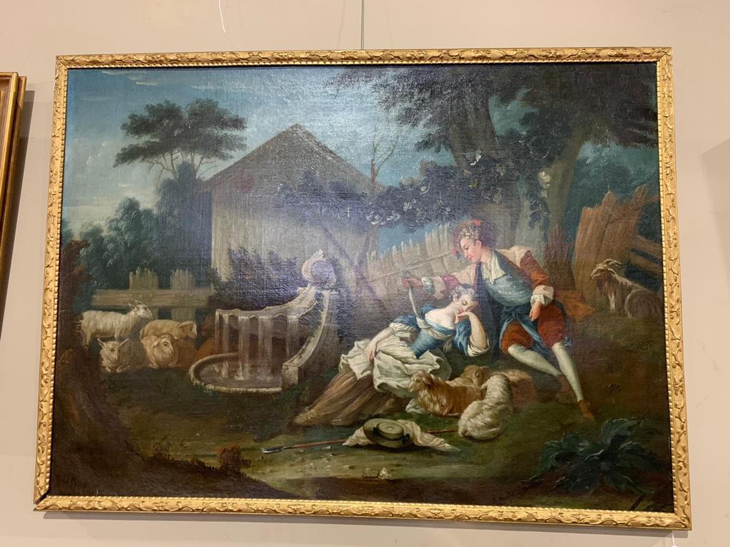 XVIIIe siècle « Scène de Galant », huile sur toile, école française, 18e siècle en vente