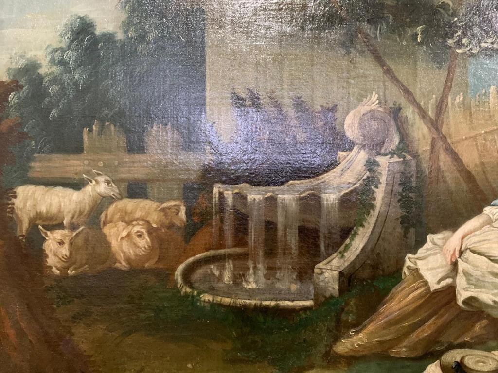 « Scène de Galant », huile sur toile, école française, 18e siècle en vente 1
